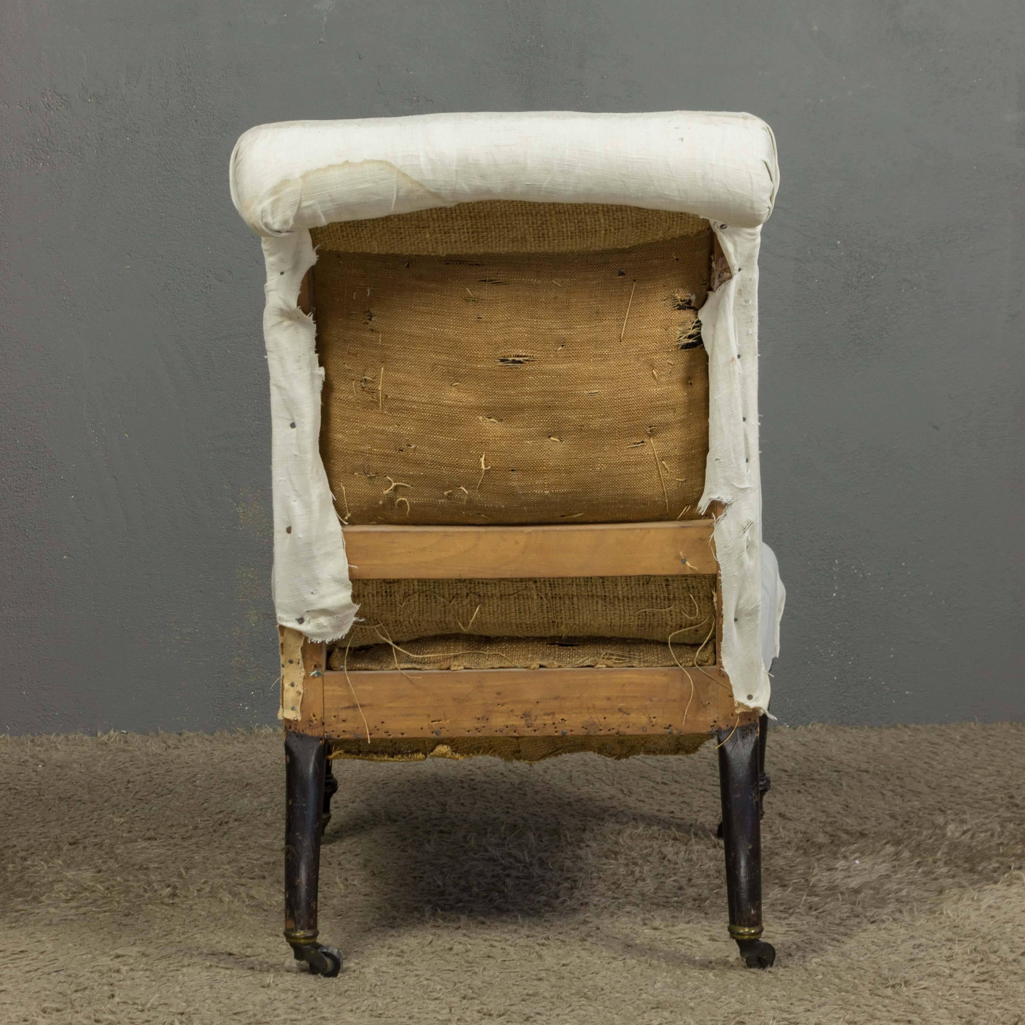 French 19th Century Slipper Chair with Rolled Back 2