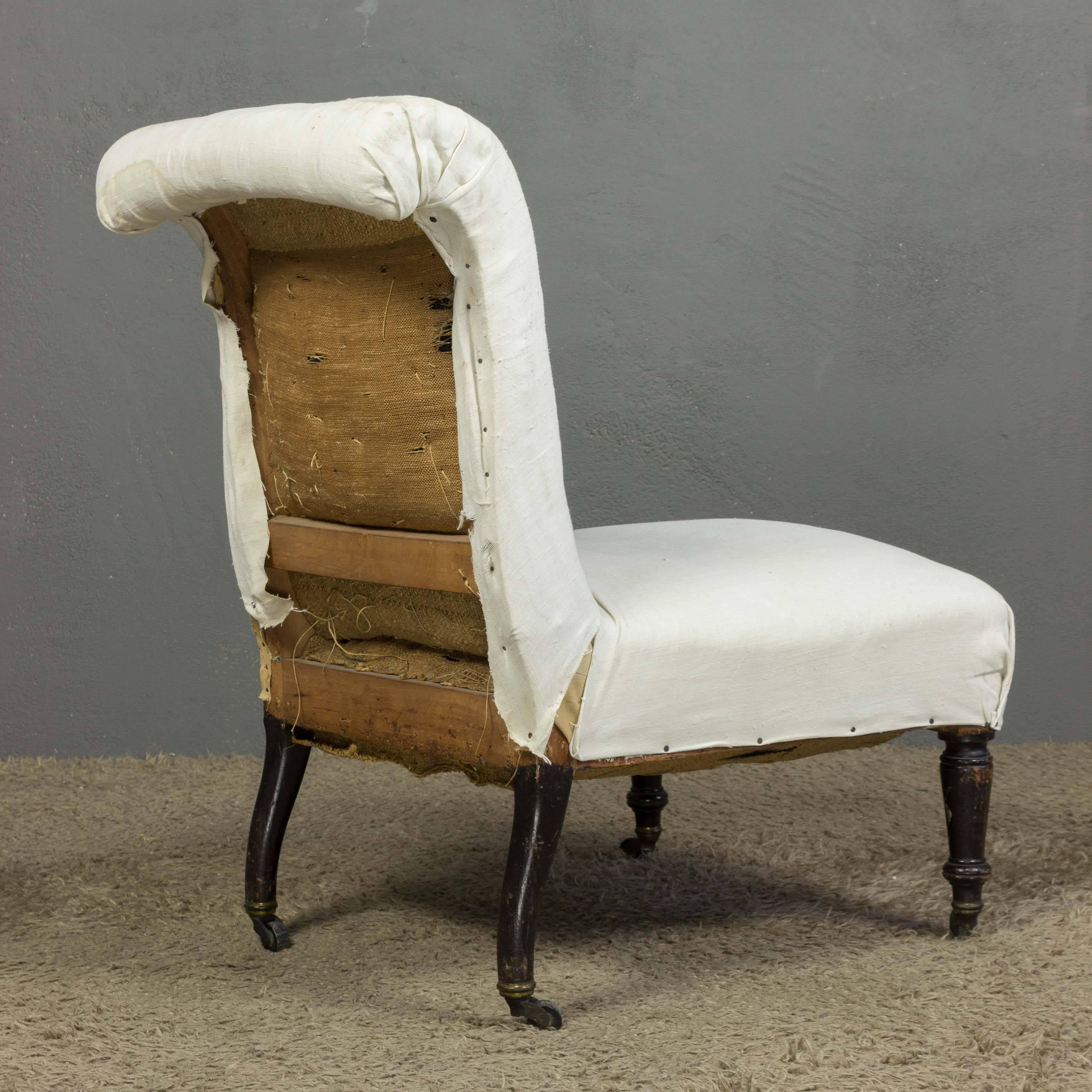 French 19th Century Slipper Chair with Rolled Back 3