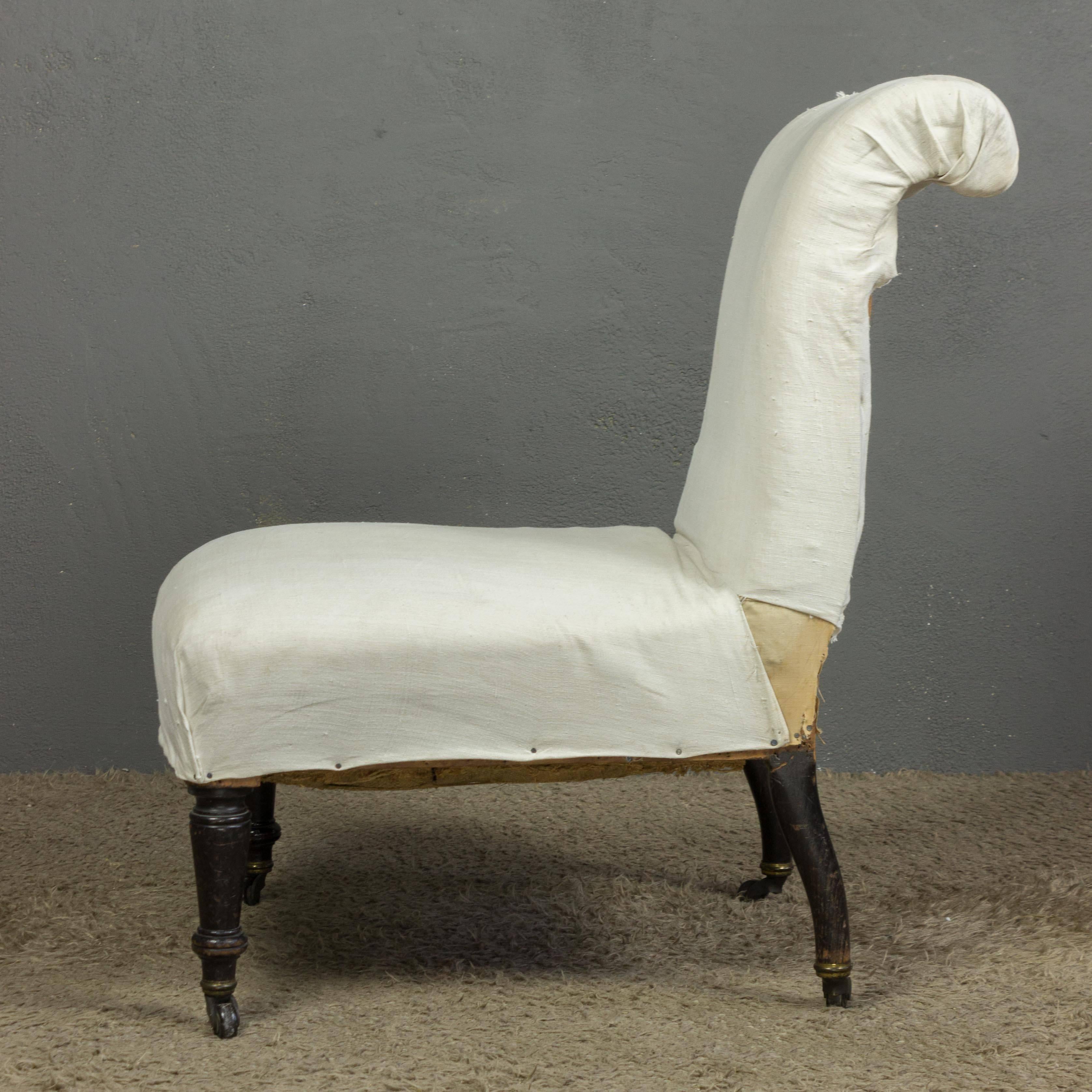 French 19th Century Slipper Chair with Rolled Back In Good Condition In Buchanan, NY