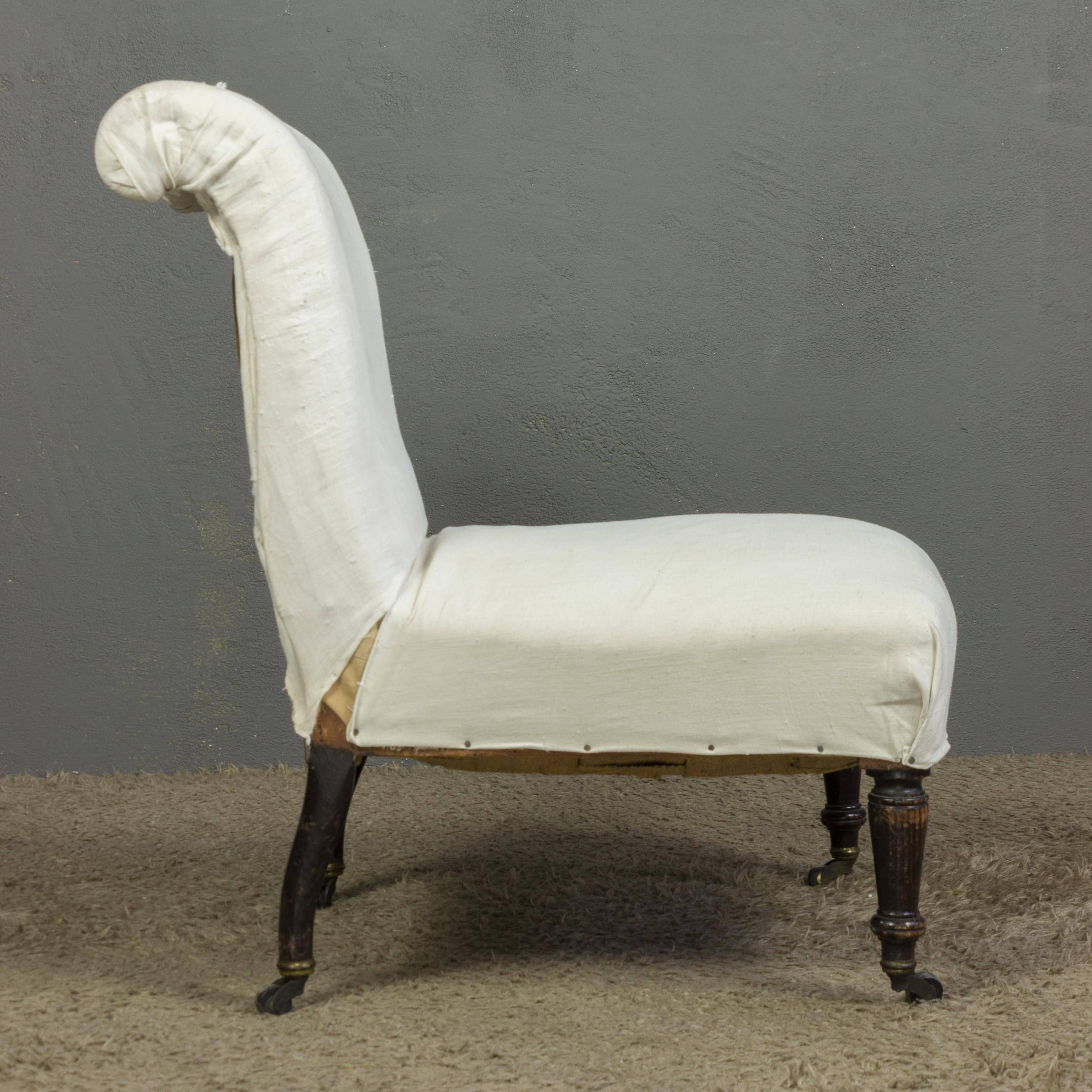 French 19th Century Slipper Chair with Rolled Back 4