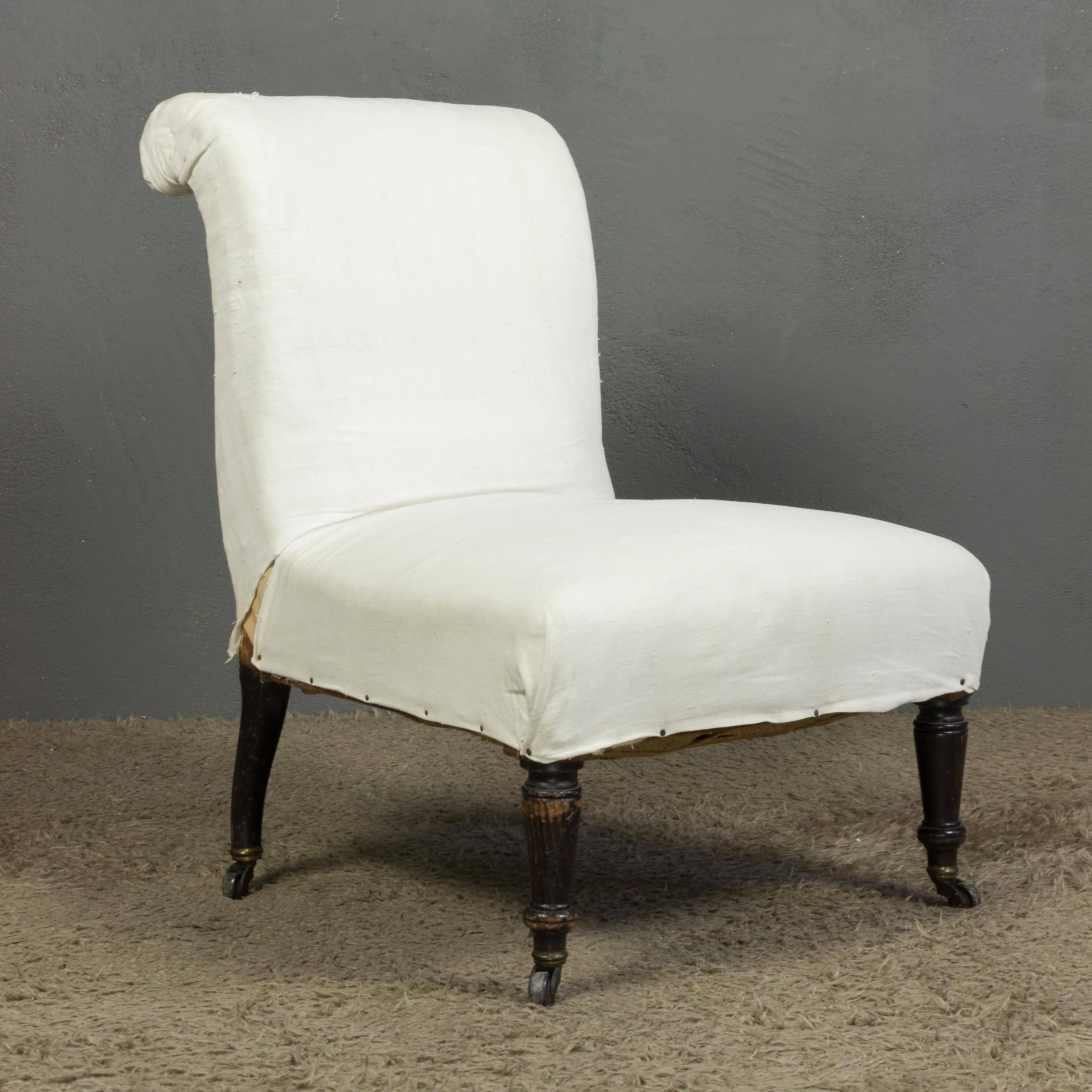 French 19th Century Slipper Chair with Rolled Back 5