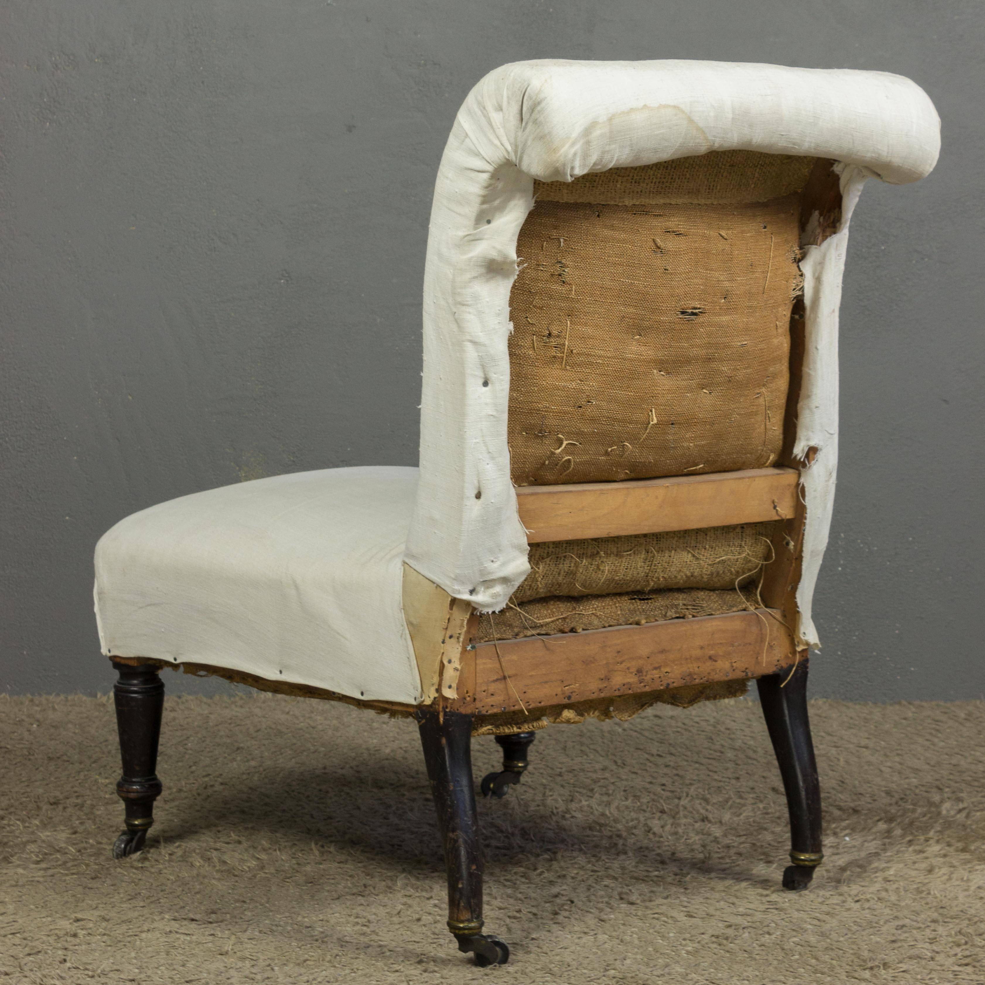 French 19th Century Slipper Chair with Rolled Back 1