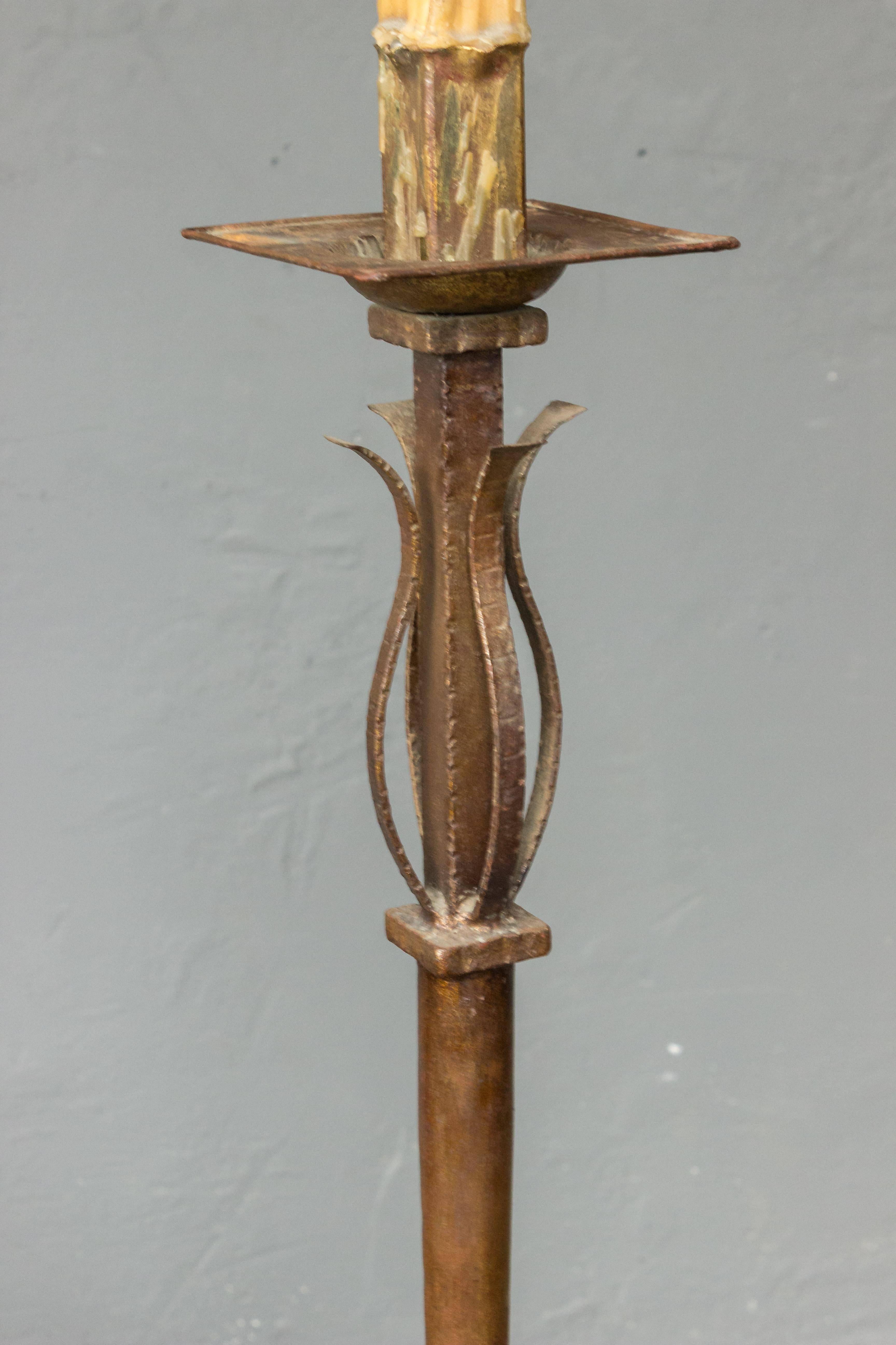 Large Spanish Gilt Iron Floor Lamp 1