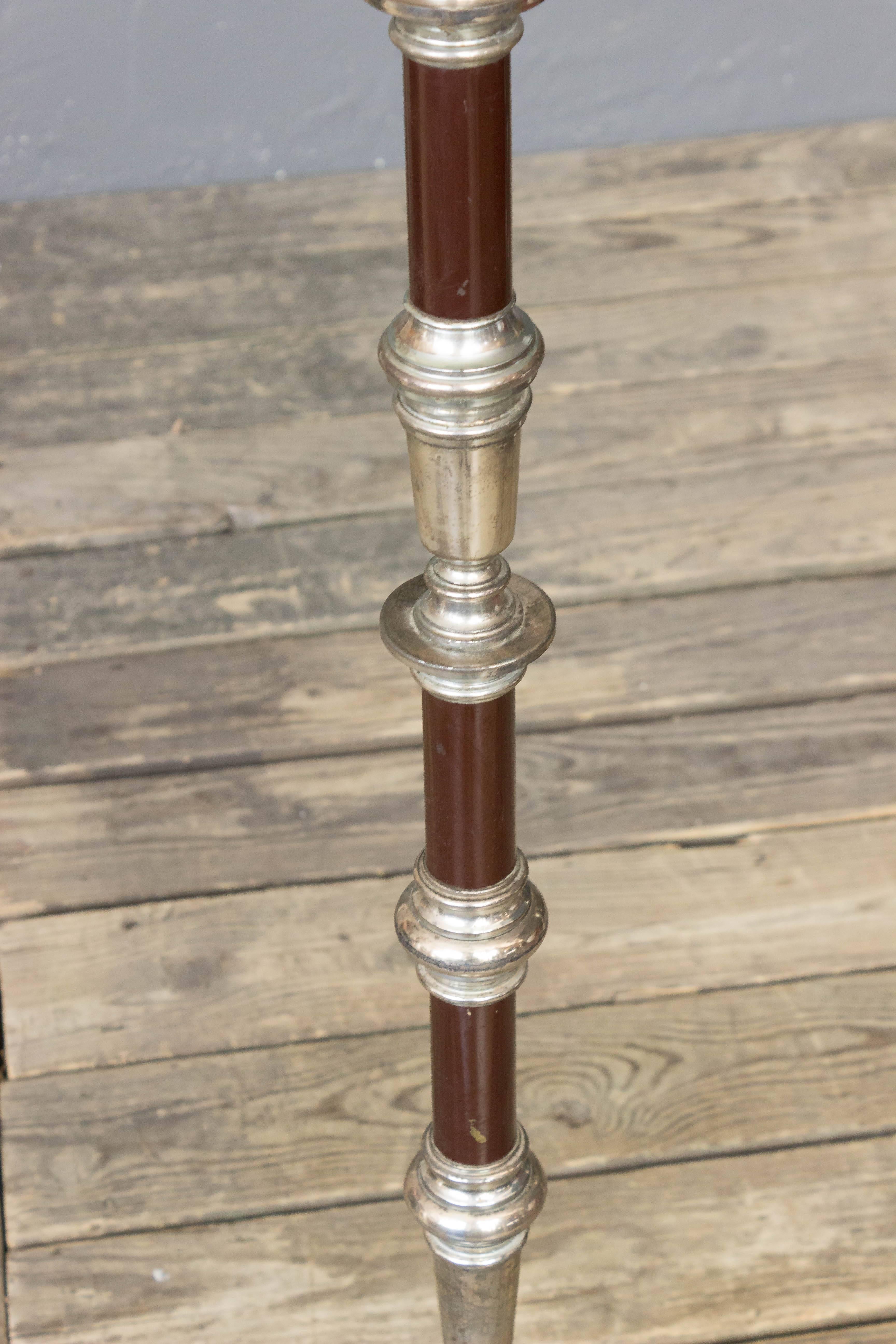 French Floor Lamp with Alternating Nickel and Colored Sections In Good Condition In Buchanan, NY