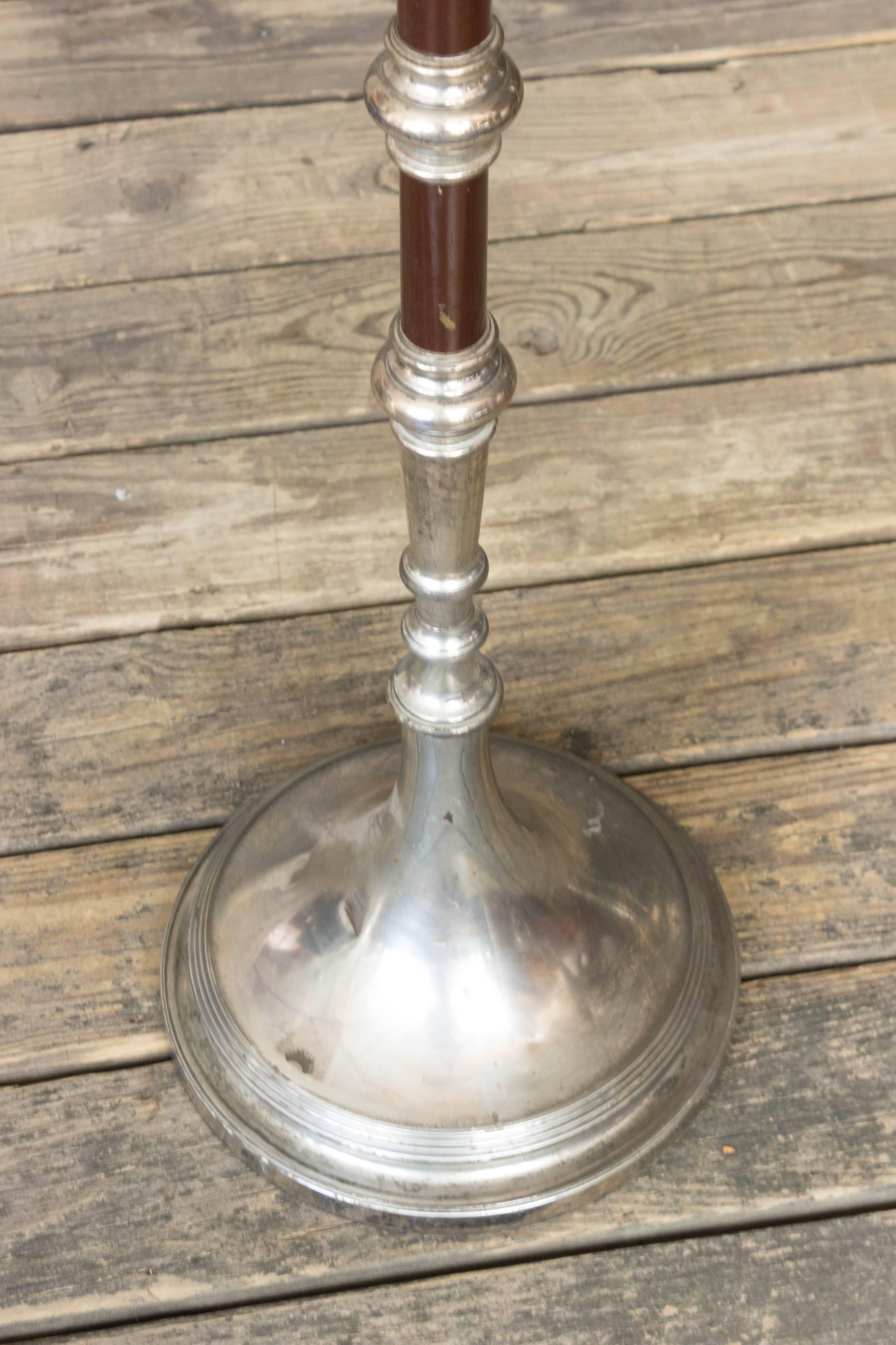 Late 20th Century French Floor Lamp with Alternating Nickel and Colored Sections