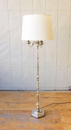 French 1940s Silver Plated Floor Lamp