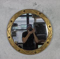 Gilt Iron Mirror with Geometric Design
