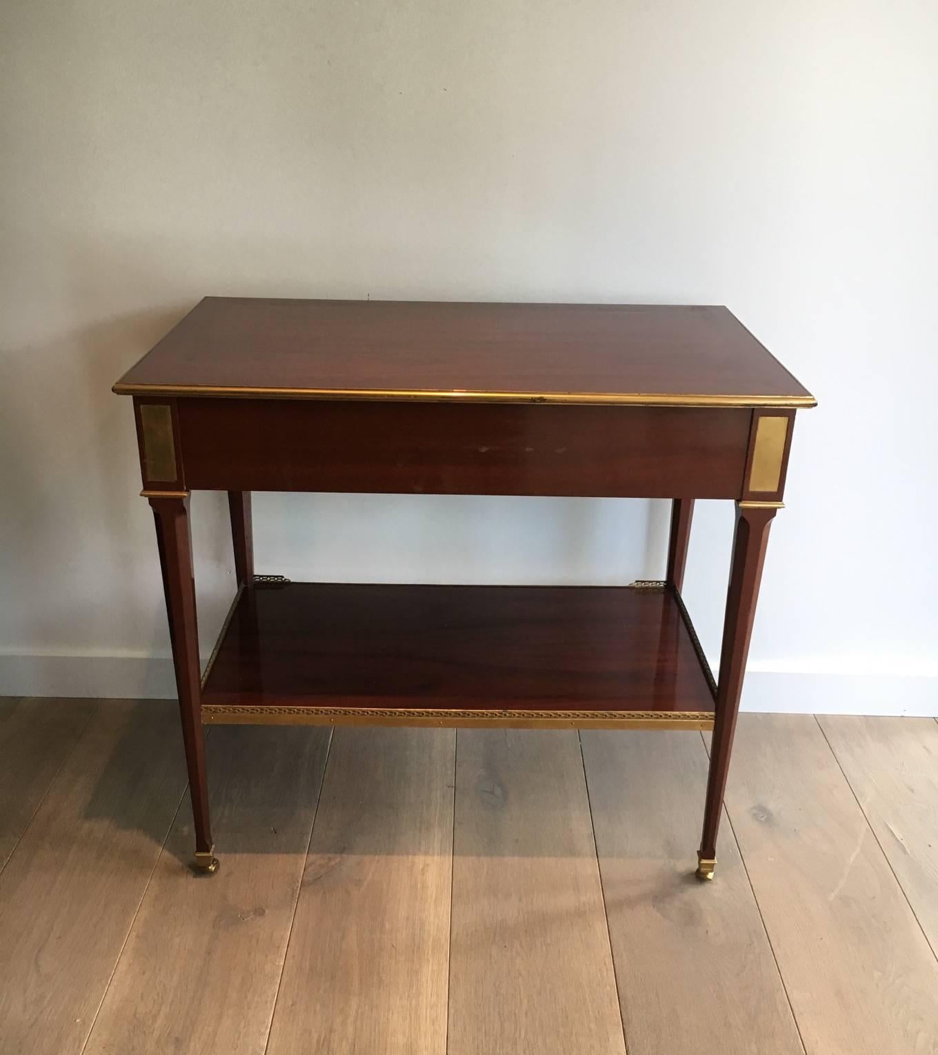 Mahogany and Brass Console Table Attributed to Maison Jansen For Sale 4