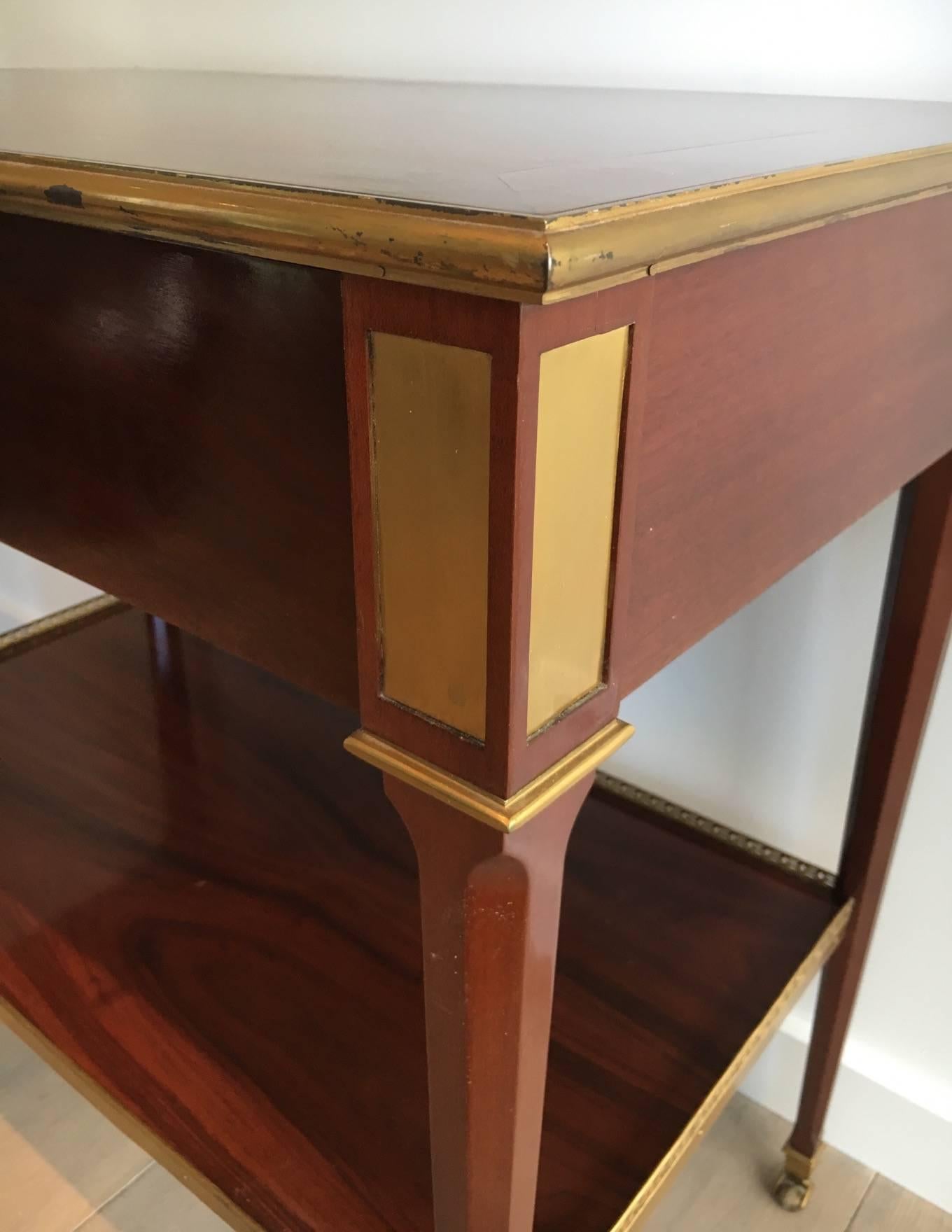 Neoclassical Mahogany and Brass Console Table Attributed to Maison Jansen For Sale