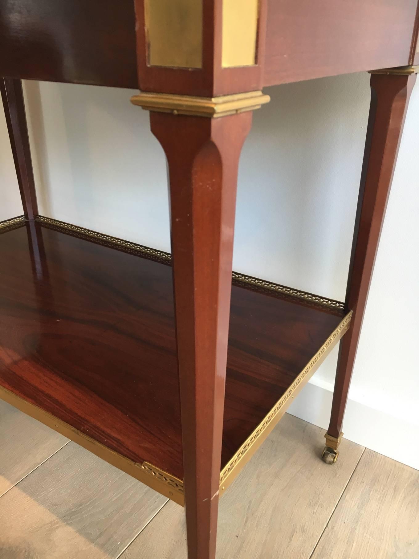 French Mahogany and Brass Console Table Attributed to Maison Jansen For Sale