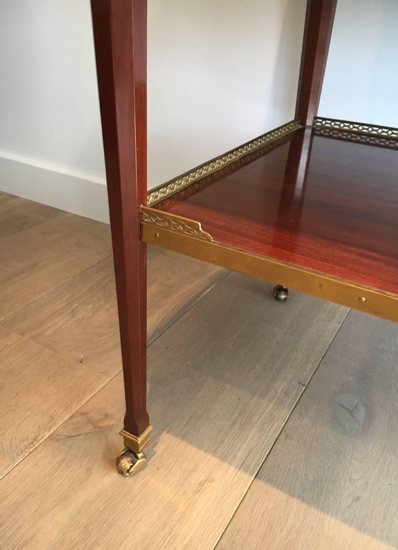 Mahogany and Brass Console Table Attributed to Maison Jansen In Good Condition For Sale In Buchanan, NY
