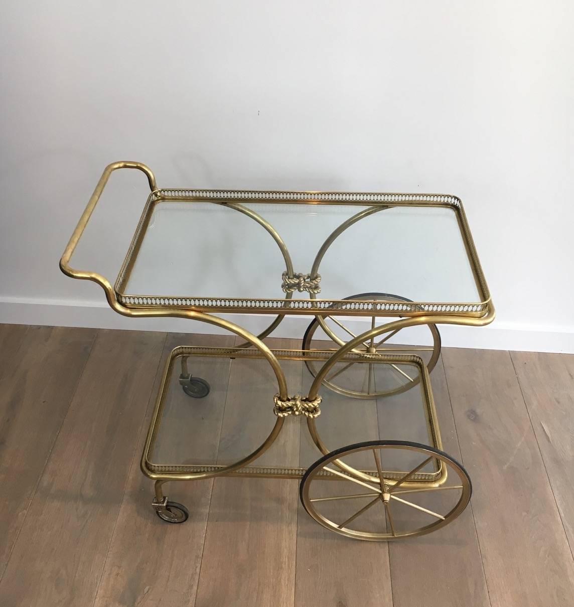 French brass bar cart by Maison Baguès with removable trays, circa 1940s

This piece is currently in France, please allow 4 to 6 weeks for delivery.