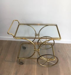 French Brass Bar Cart by Maison Baguès