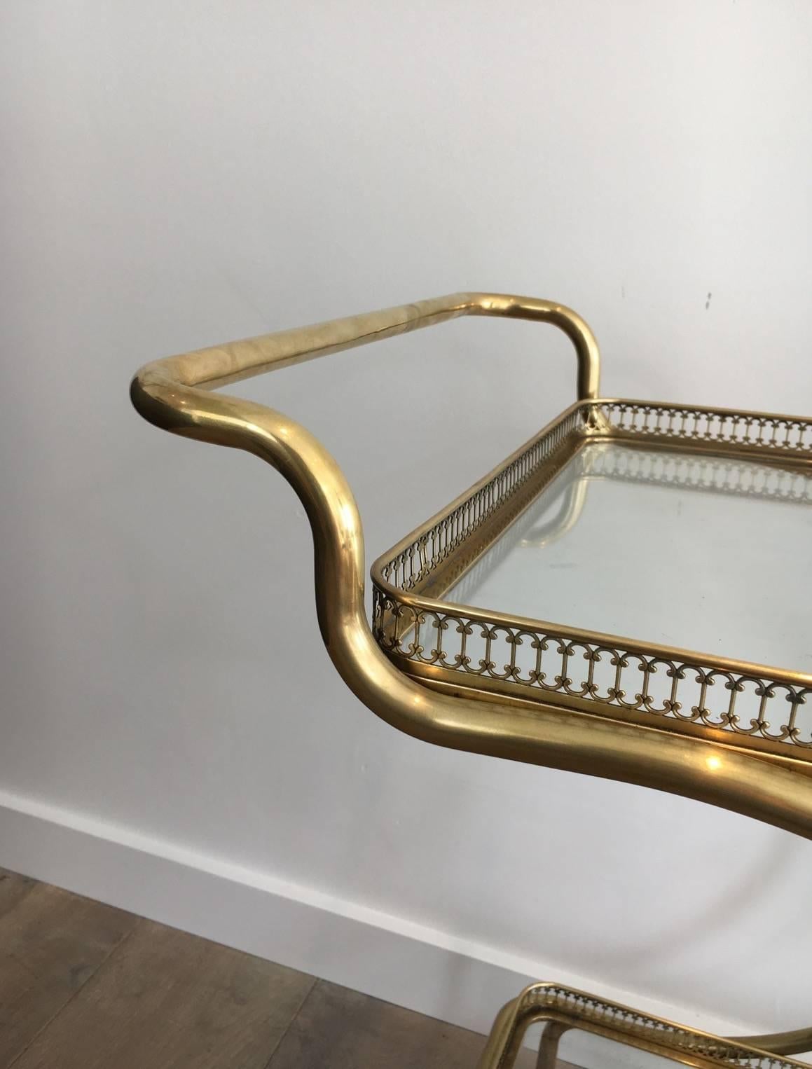 French Brass Bar Cart by Maison Baguès 1