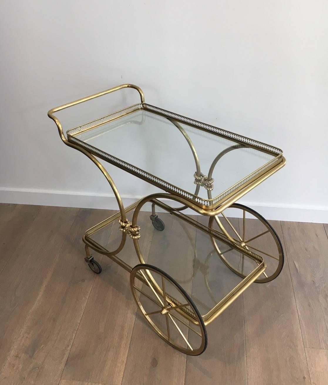 Neoclassical French Brass Bar Cart by Maison Baguès