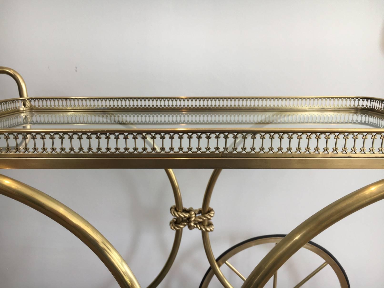 Mid-20th Century French Brass Bar Cart by Maison Baguès