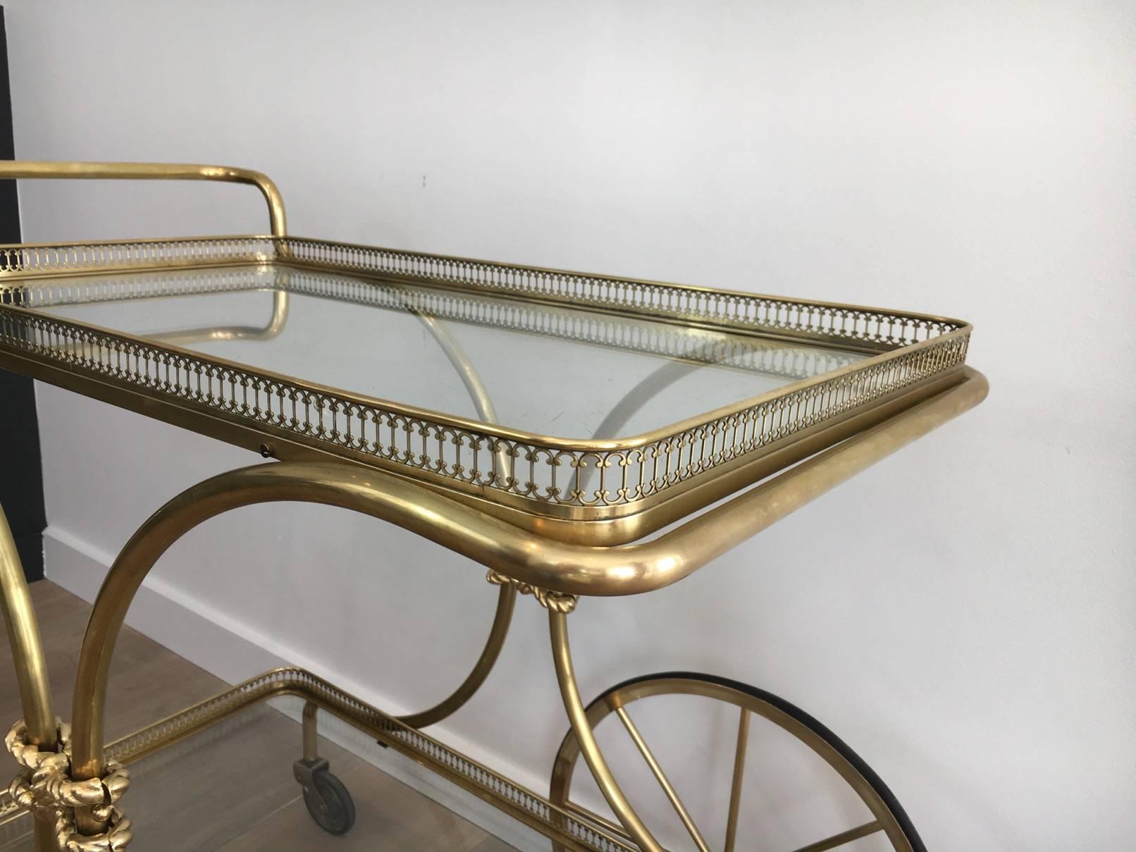 French Brass Bar Cart by Maison Baguès 2