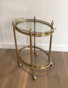 Neoklassischer ovaler Barwagen aus Messing, Maison Bagus zugeschrieben