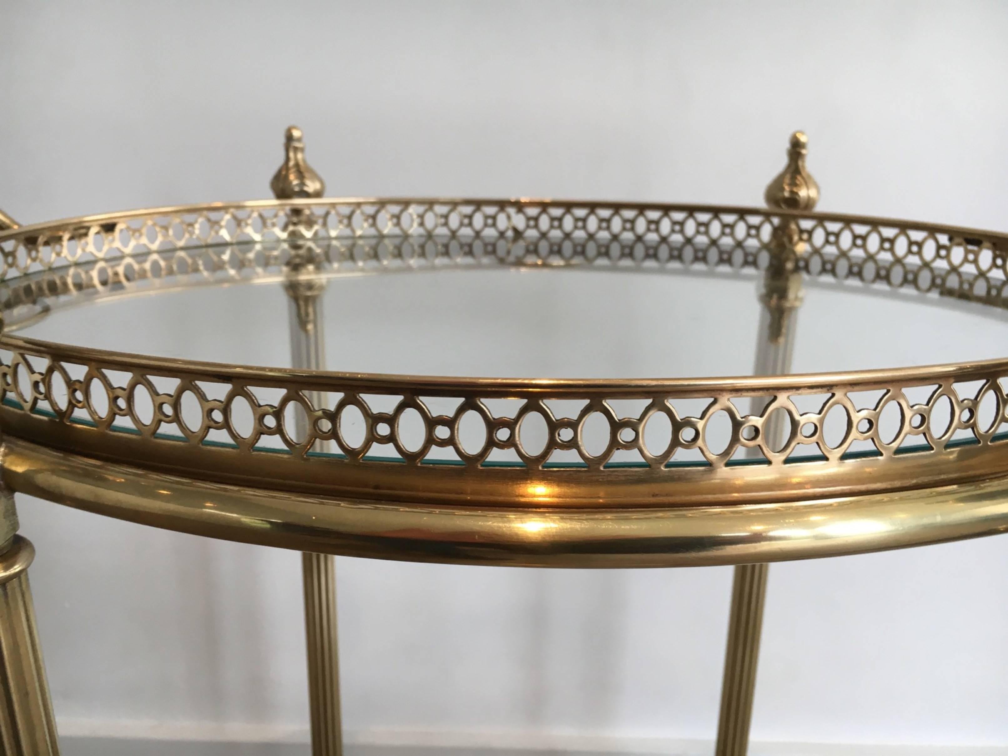 Neoclassical Oval Brass Bar Cart Attributed to Maison Baguès 3