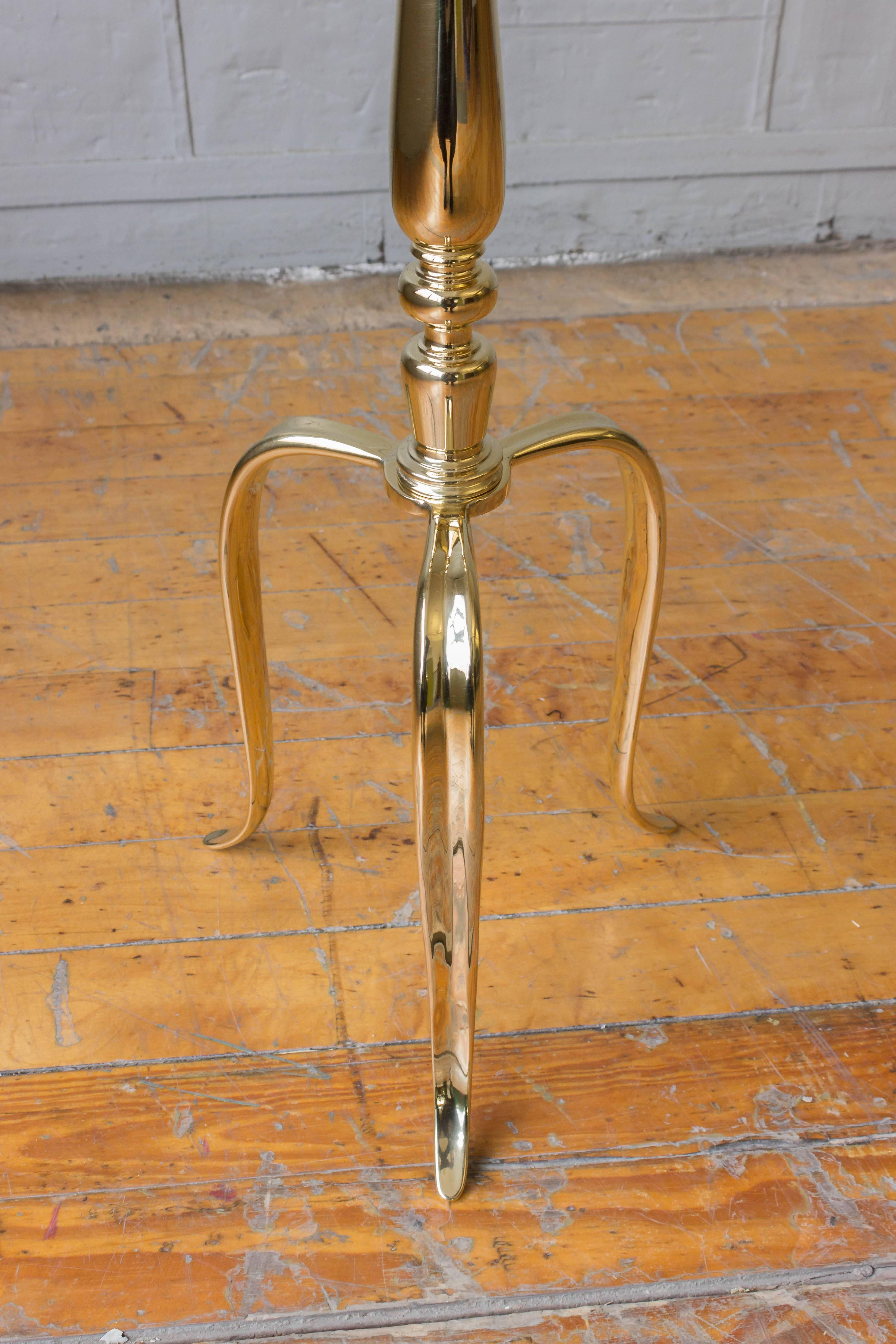 Mid-Century Modern Brass Floor Lamp with Tripod Base