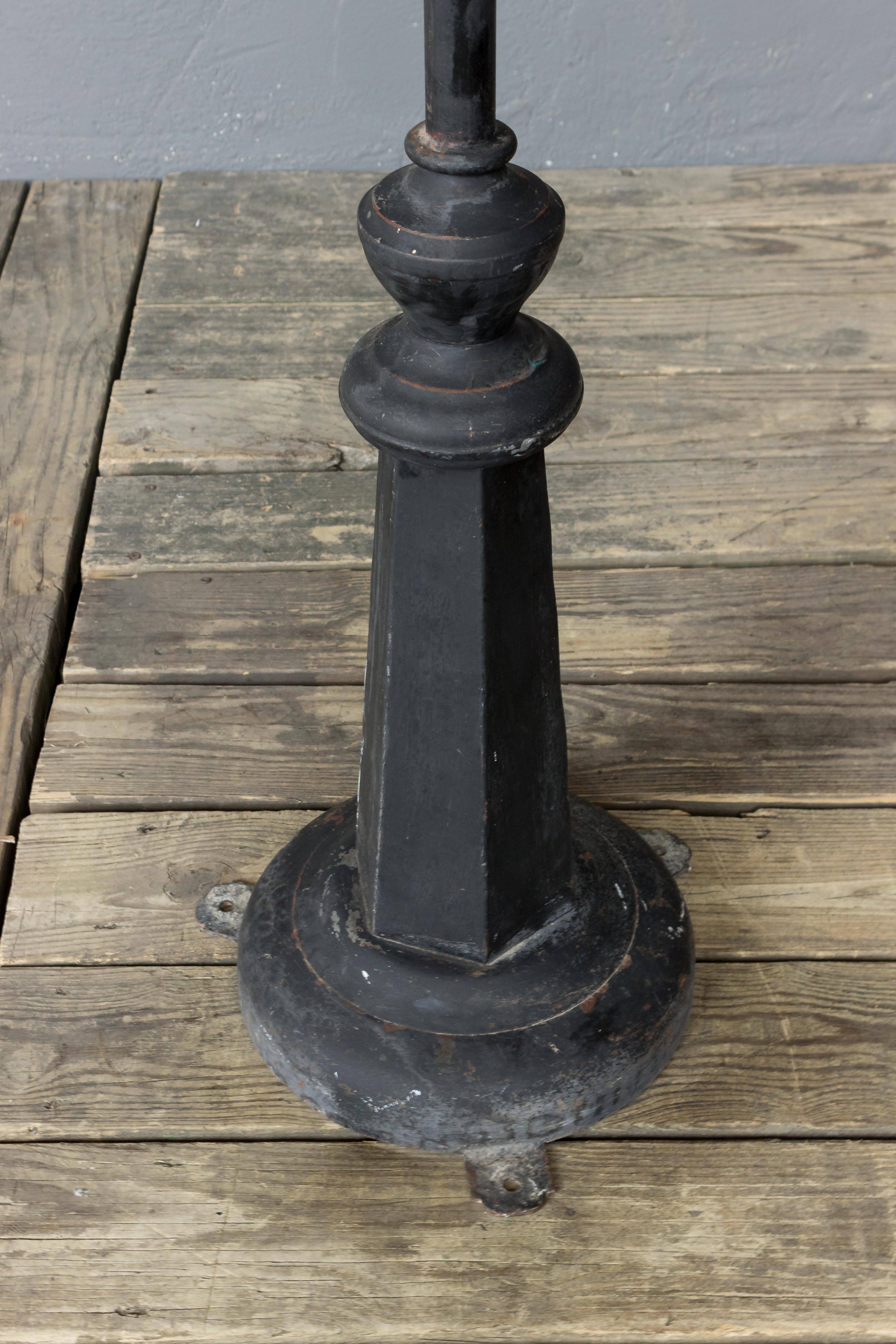 Large Metal and Iron Industrial Floor Lamp In Distressed Condition In Buchanan, NY