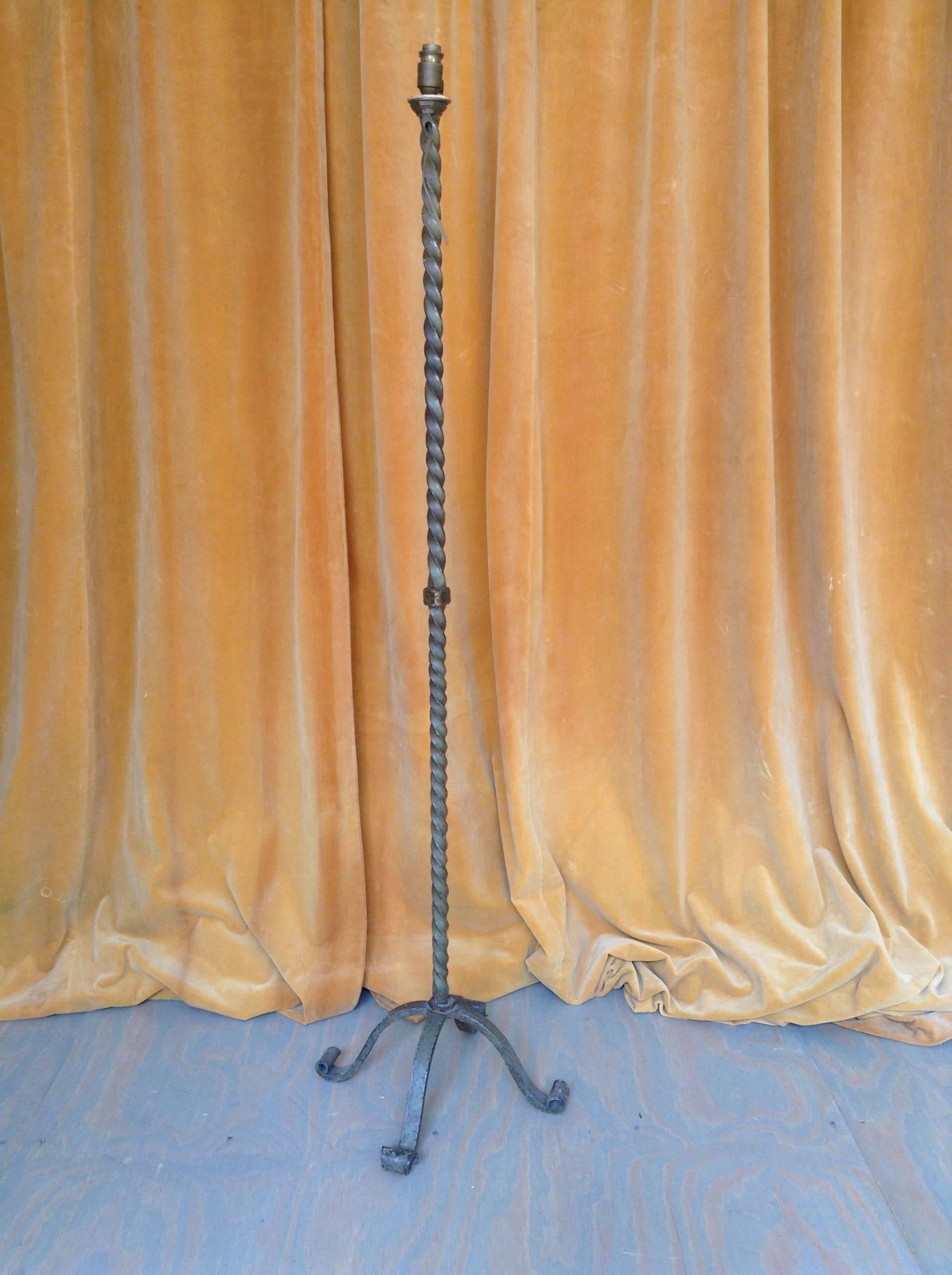 French Iron Floor Lamp with Twisted Stem 2