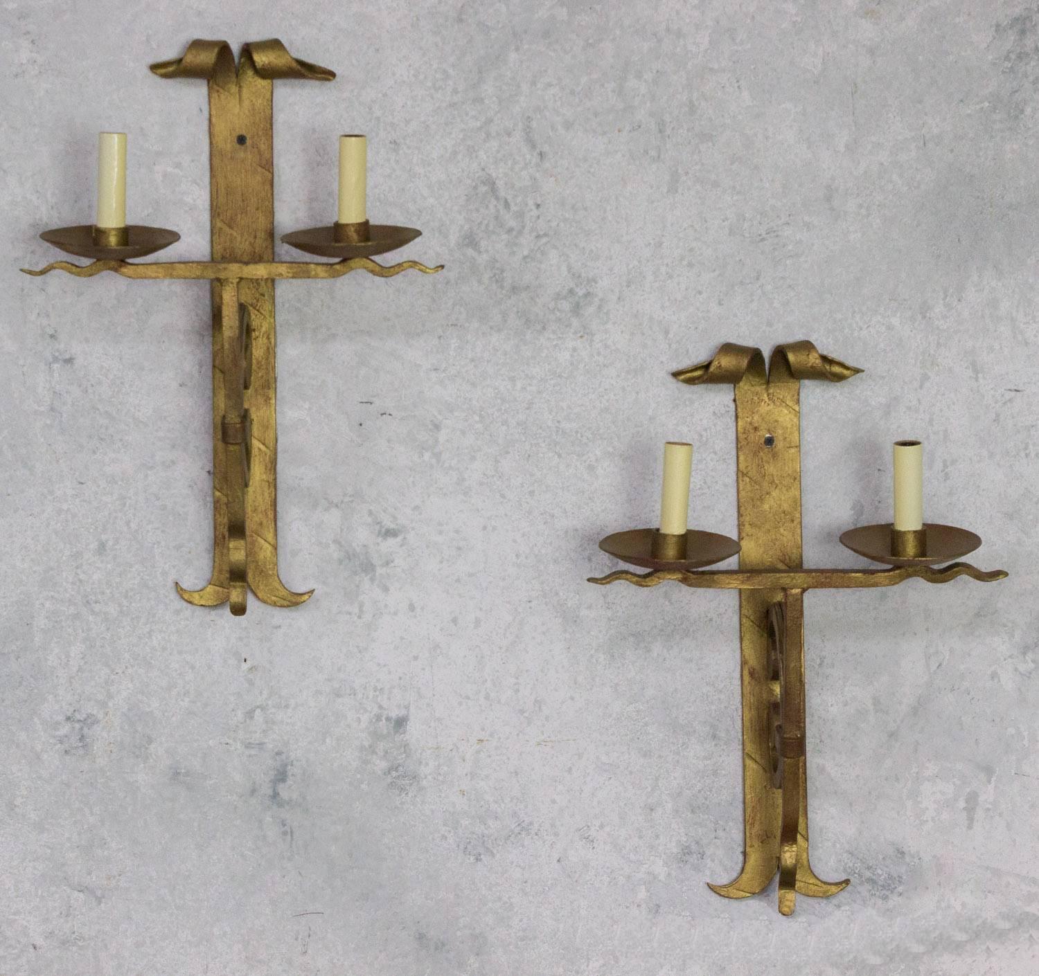 Pair of French Wrought Iron Sconces 4
