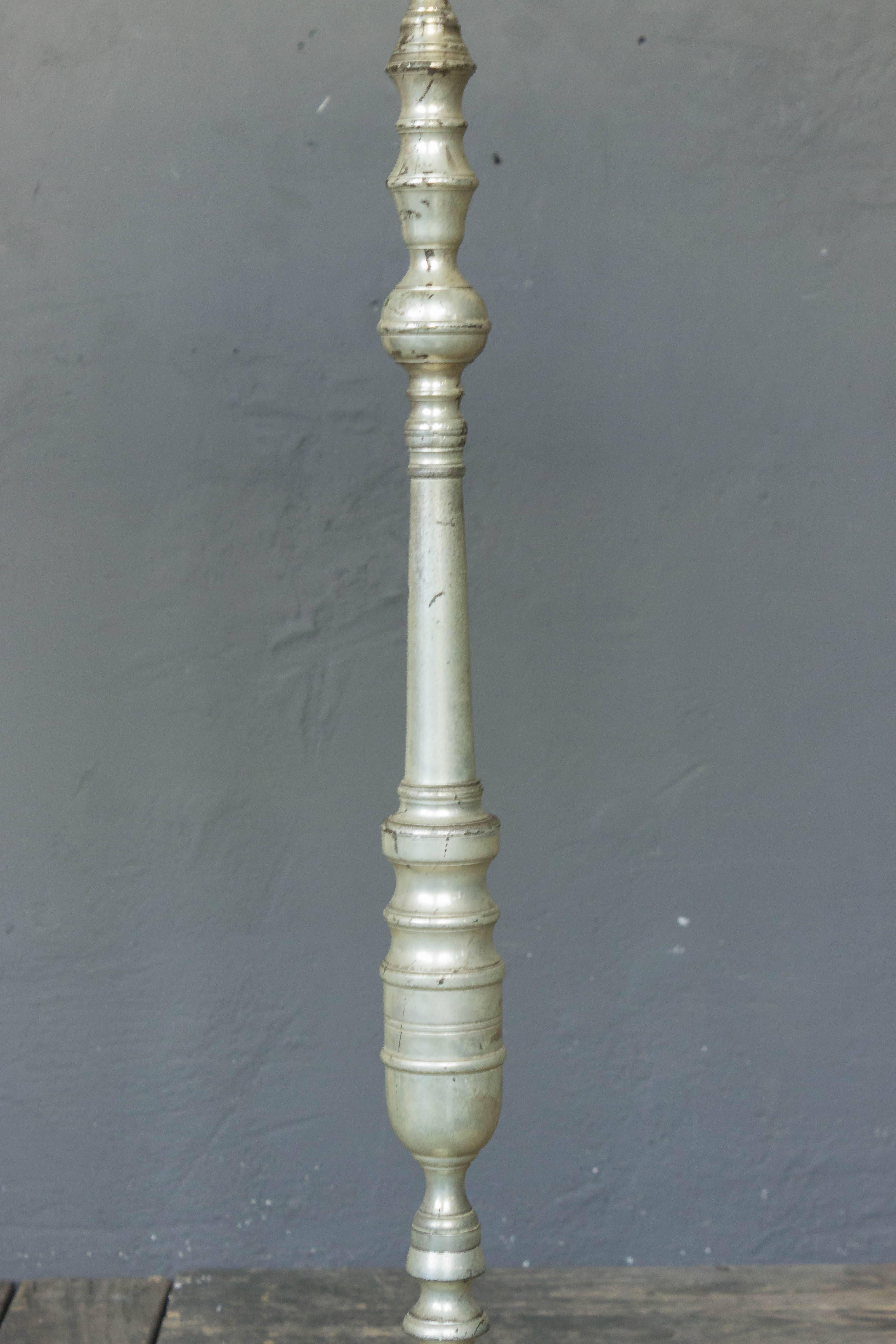 Mid-20th Century 1940s French Silvered Bronze Floor Lamp For Sale