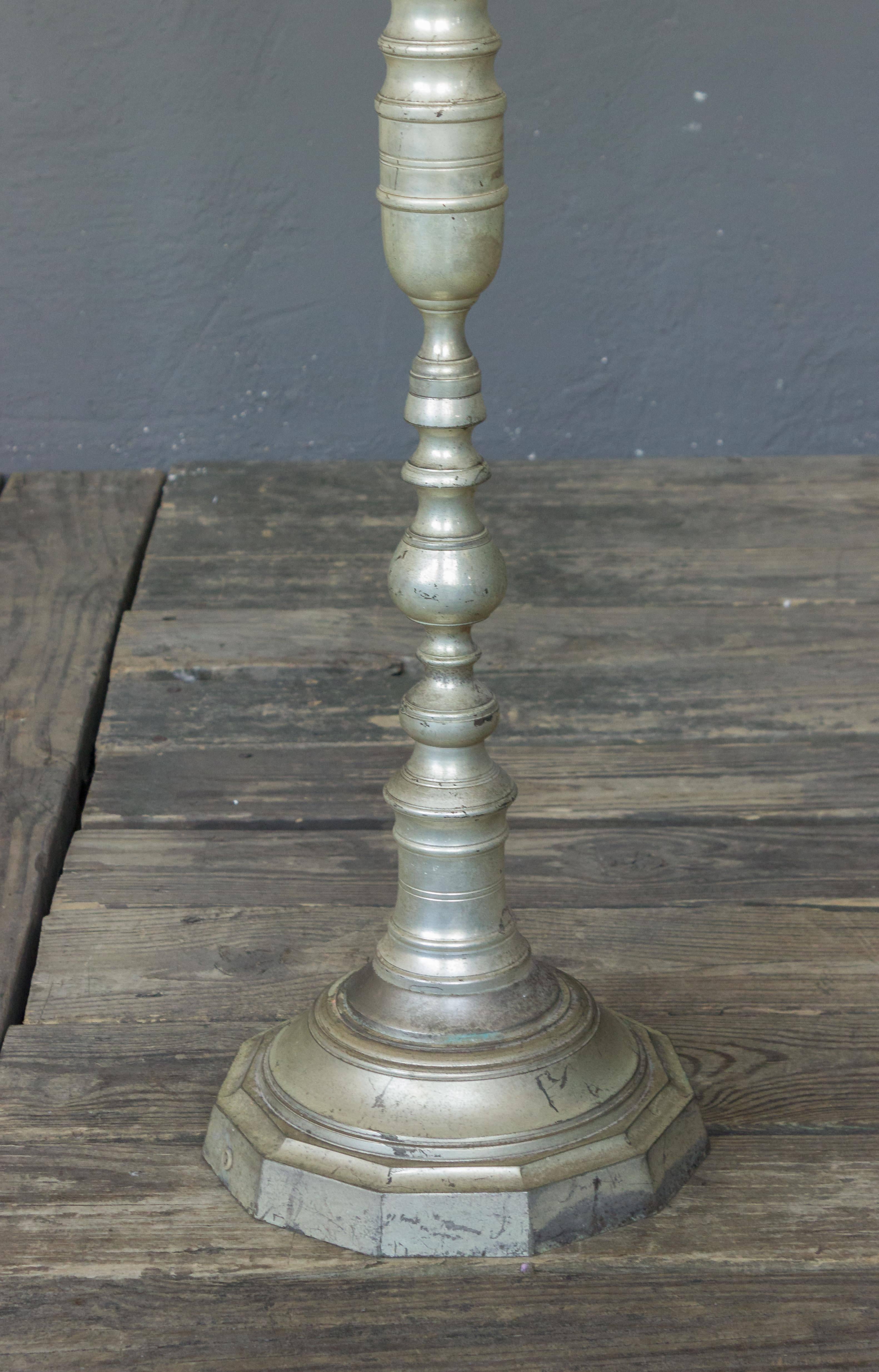 1940s French Silvered Bronze Floor Lamp For Sale 2