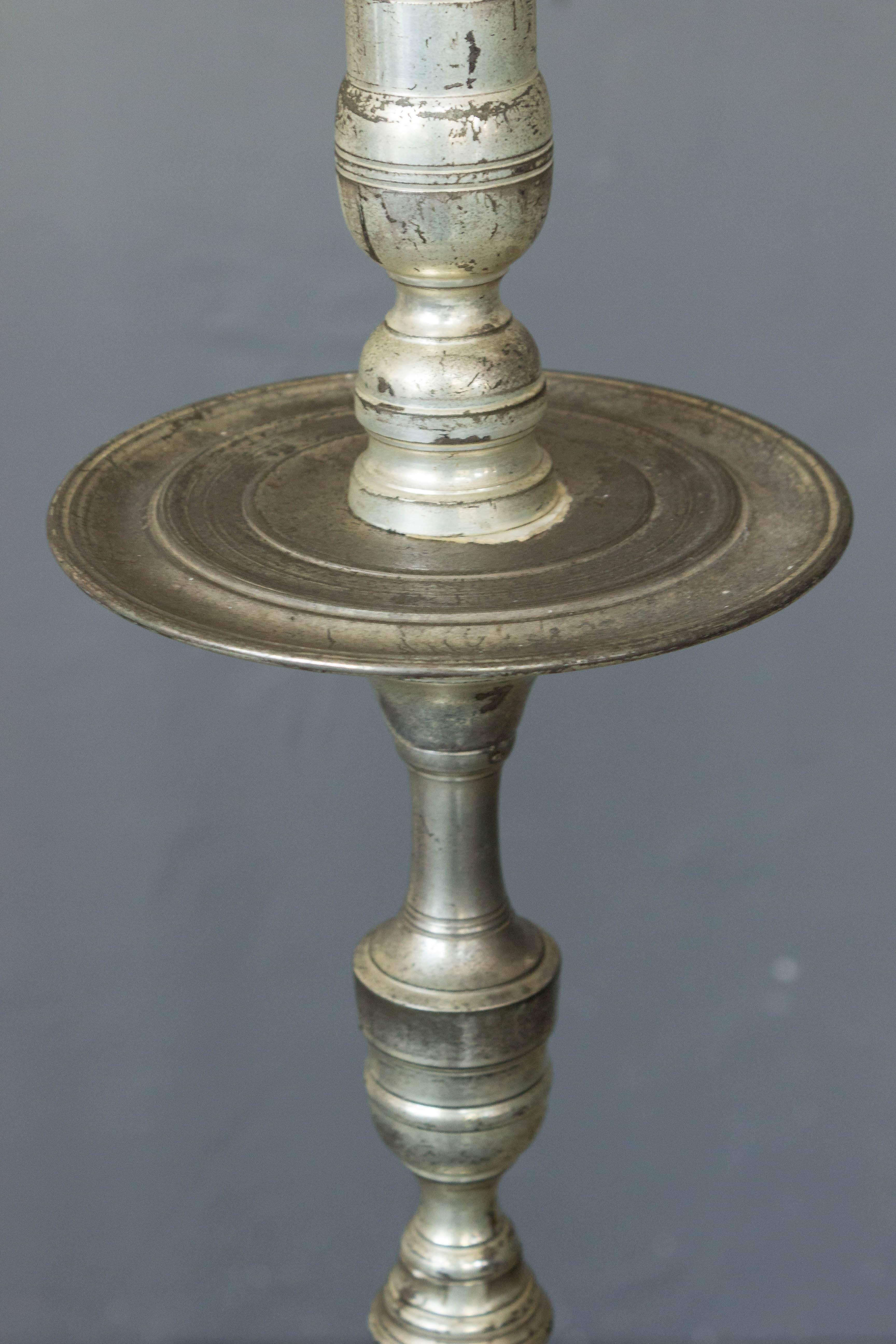 1940s French Silvered Bronze Floor Lamp In Good Condition For Sale In Buchanan, NY