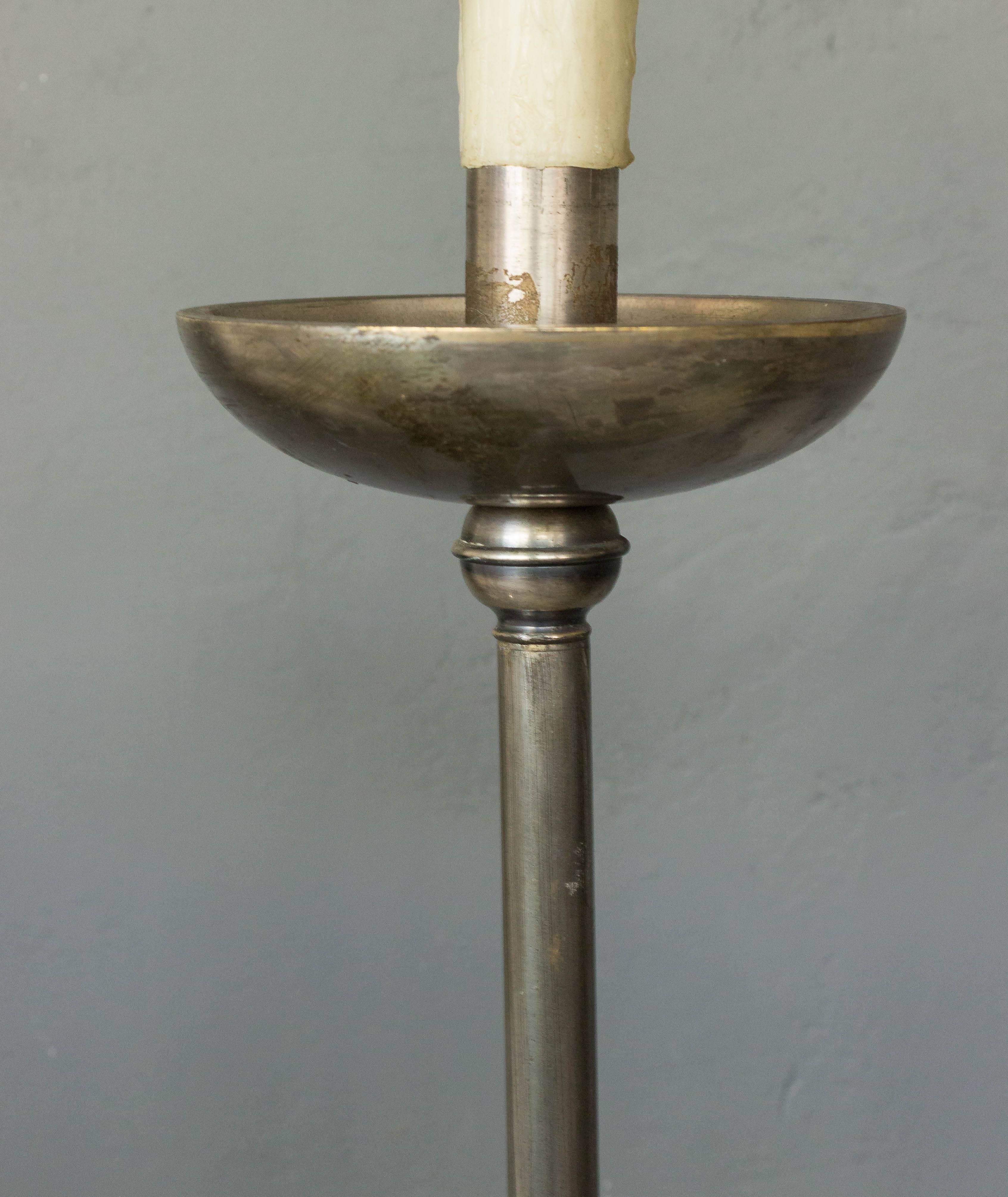 Mid-20th Century Patinated Silvered Brass Floor Lamp