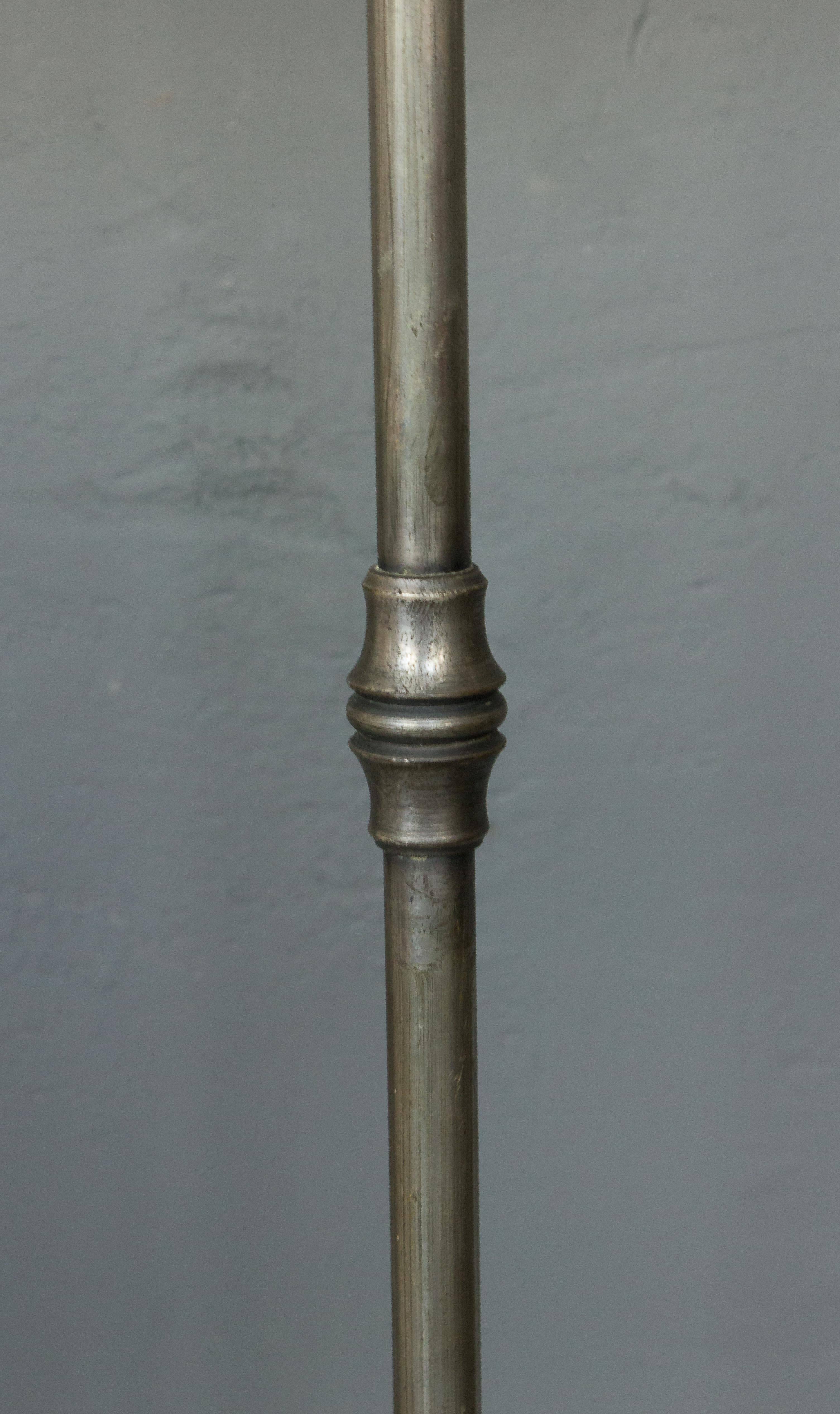 French Patinated Silvered Brass Floor Lamp