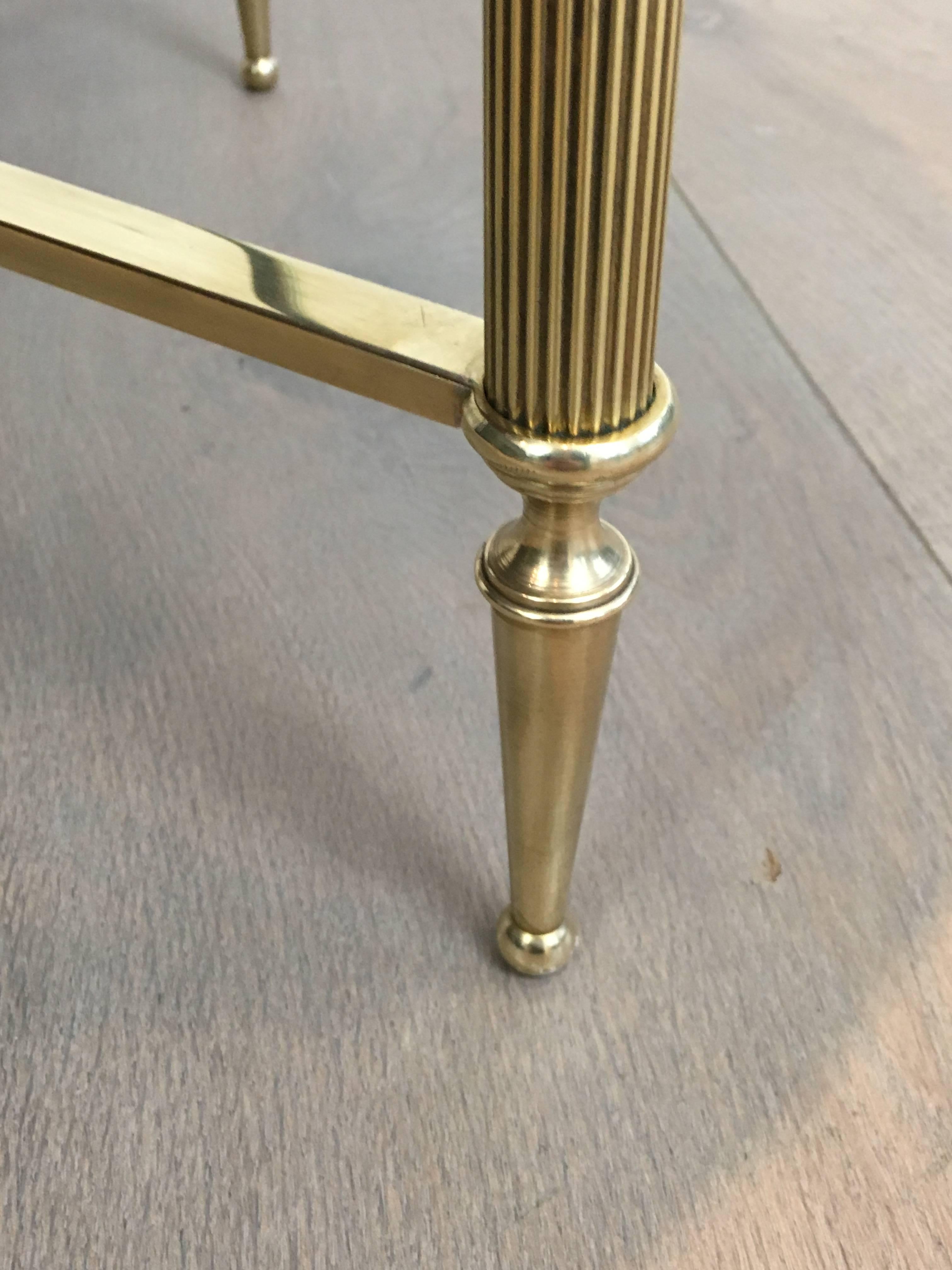 Pair of Brass End Tables with White Marble Tops by Maison Jansen 4