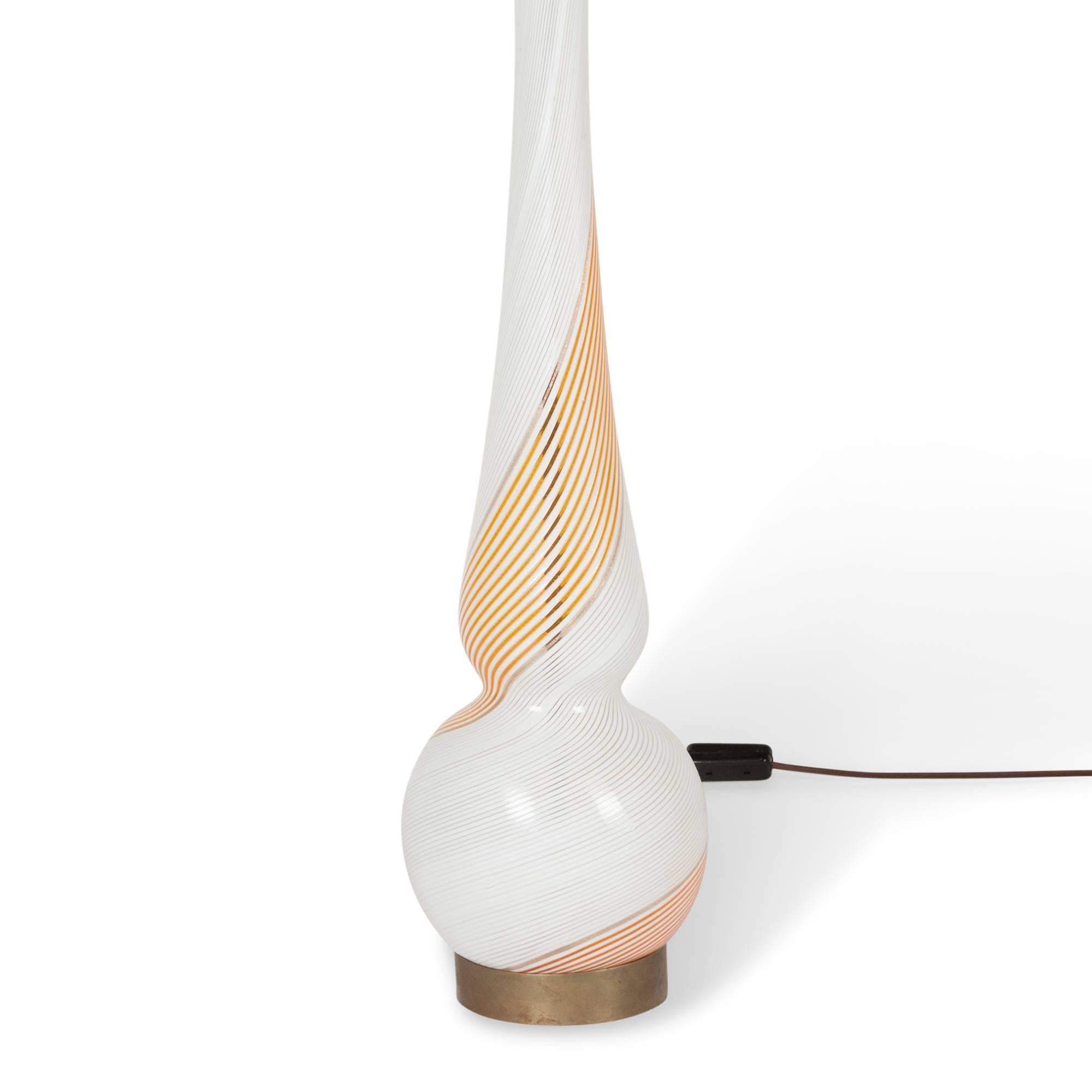 Silk Tall Filigrana Glass Table Lamp by Venini, Italian, 1940s For Sale