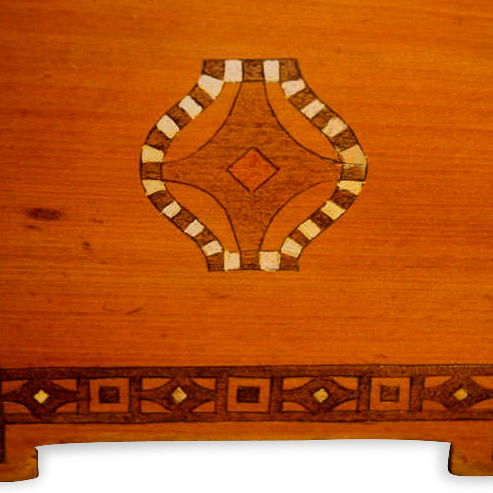 Early 20th Century Inlaid Wooden German Box, circa 1900 For Sale