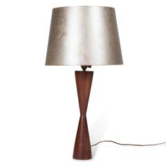 Turned Walnut Table Lamp, Danish, 1950s