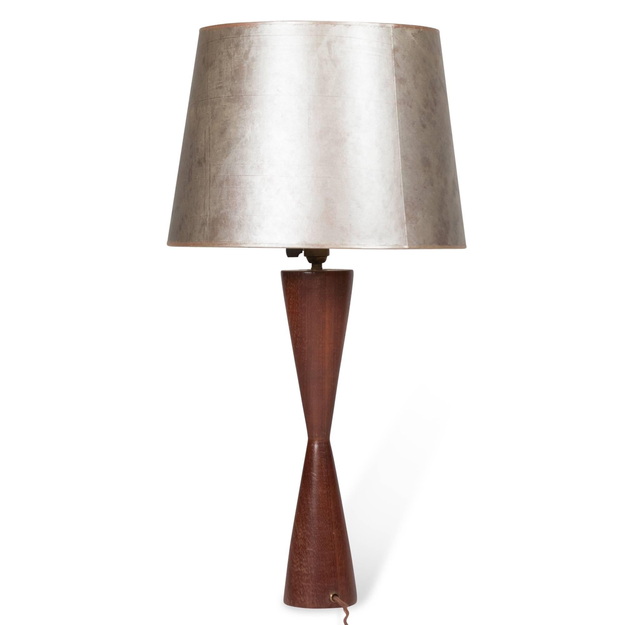 Turned Walnut Table Lamp, Danish, 1950s For Sale 1