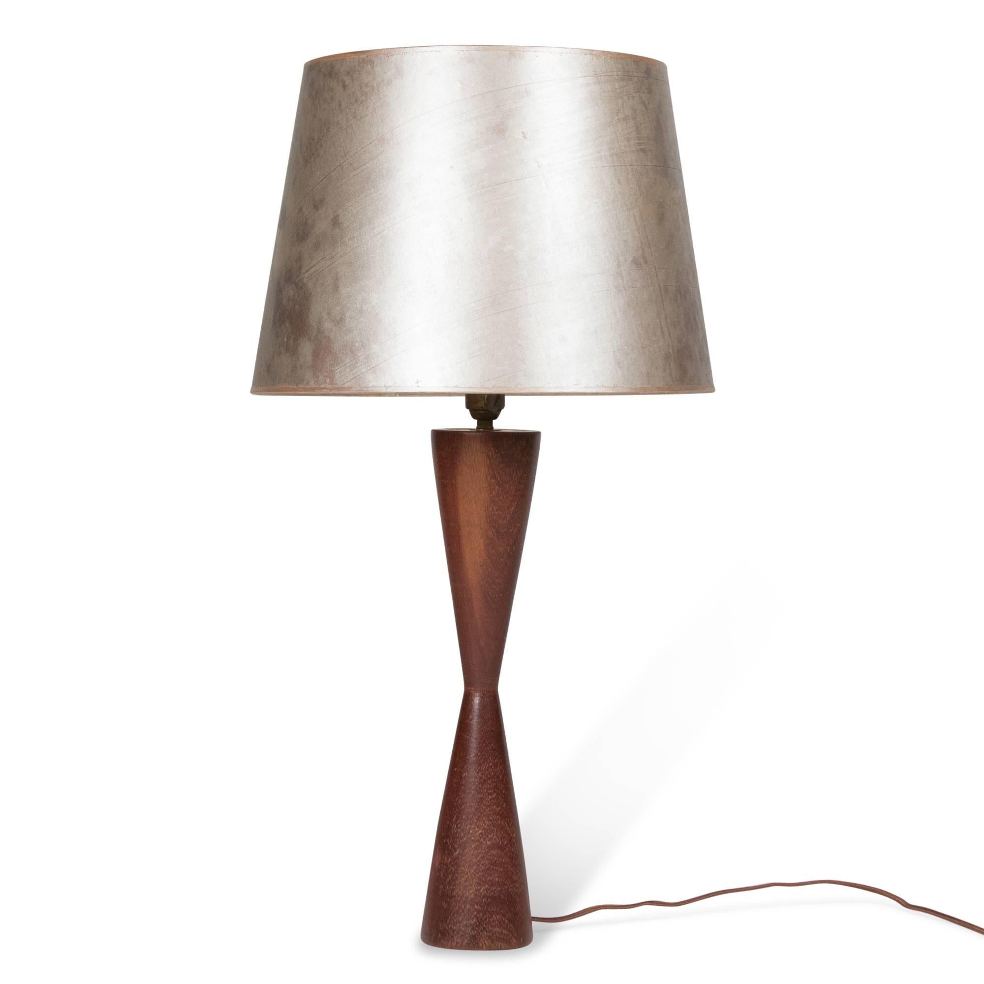Turned Walnut Table Lamp, Danish, 1950s In Excellent Condition For Sale In Hoboken, NJ