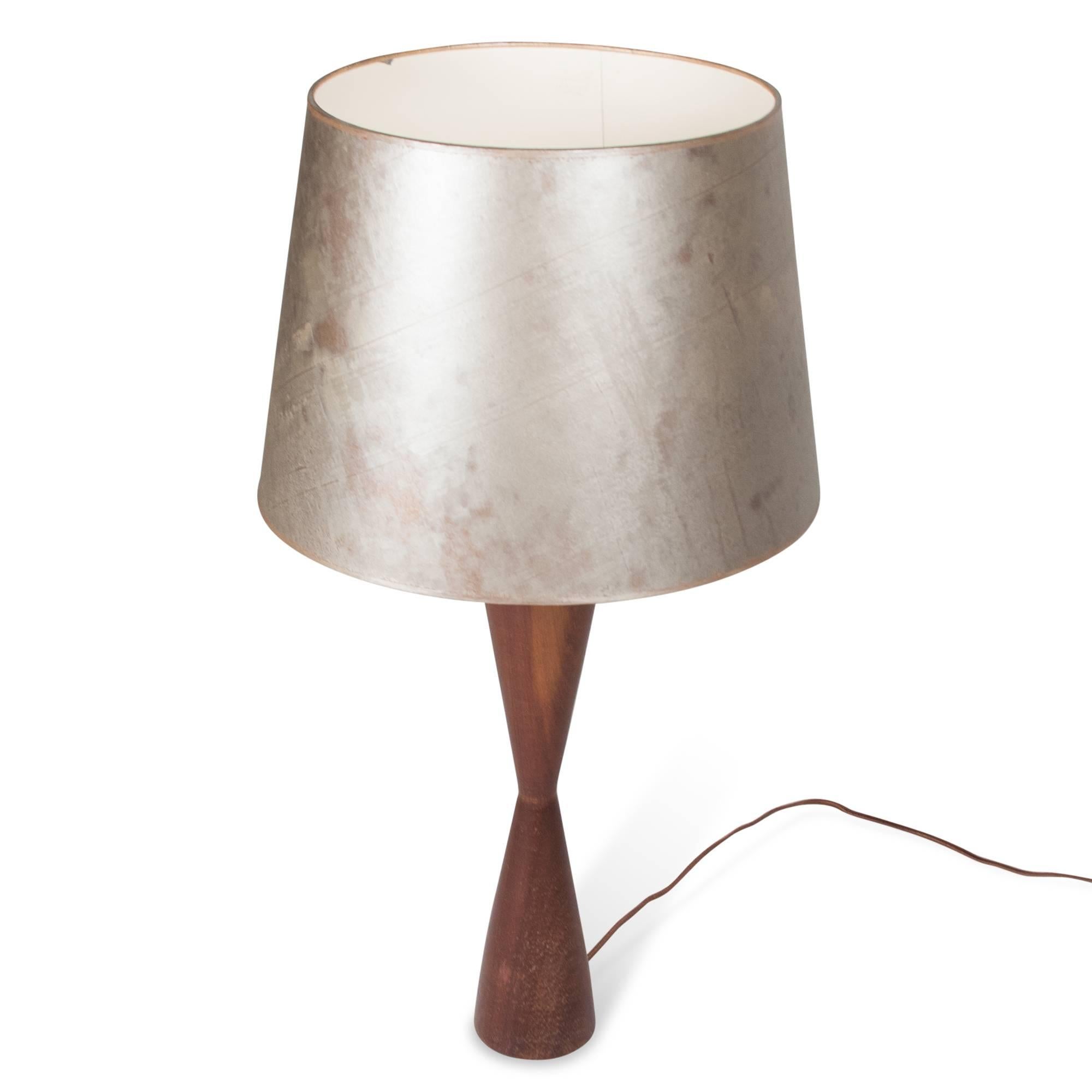 Mid-20th Century Turned Walnut Table Lamp, Danish, 1950s For Sale