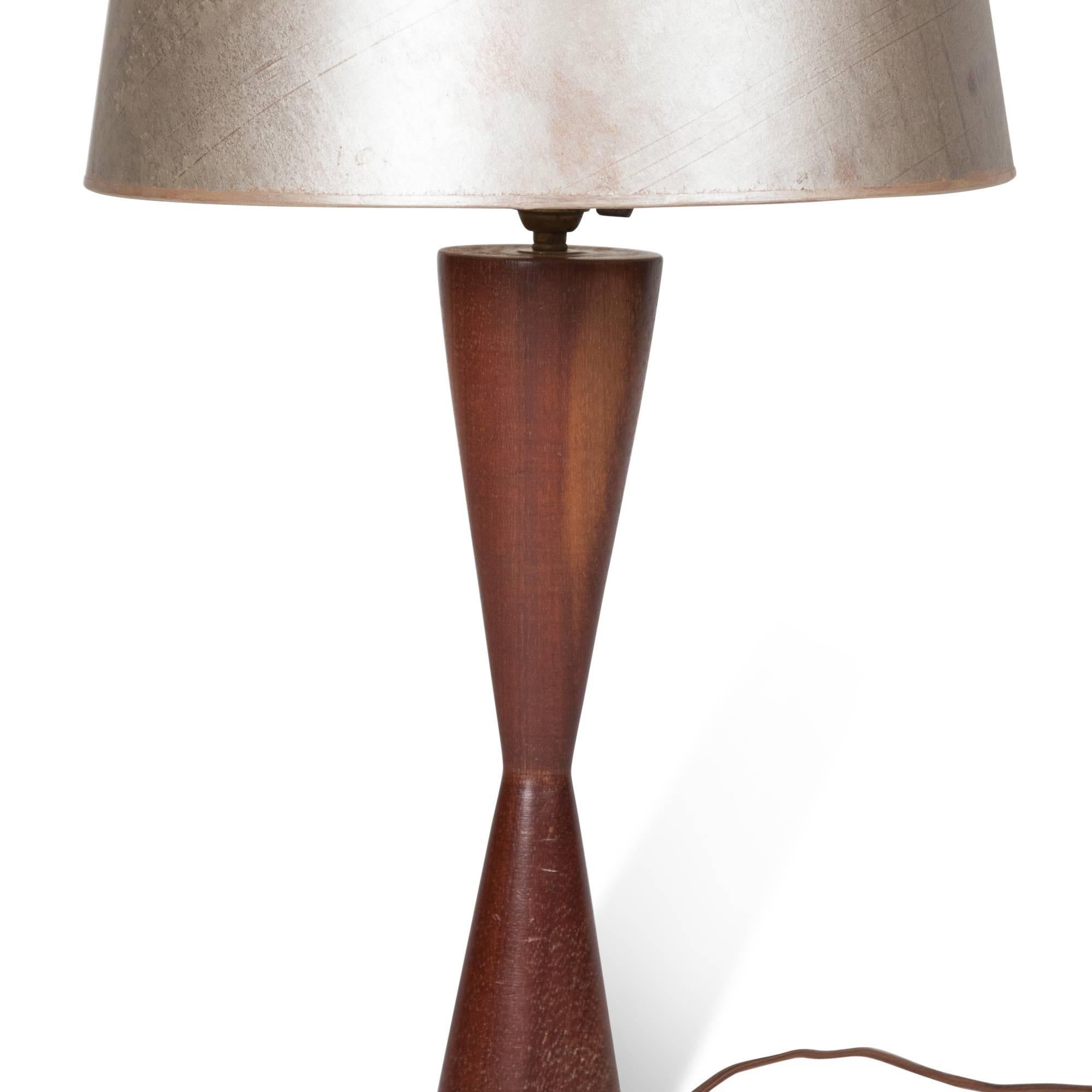 Turned Walnut Table Lamp, Danish, 1950s For Sale 2