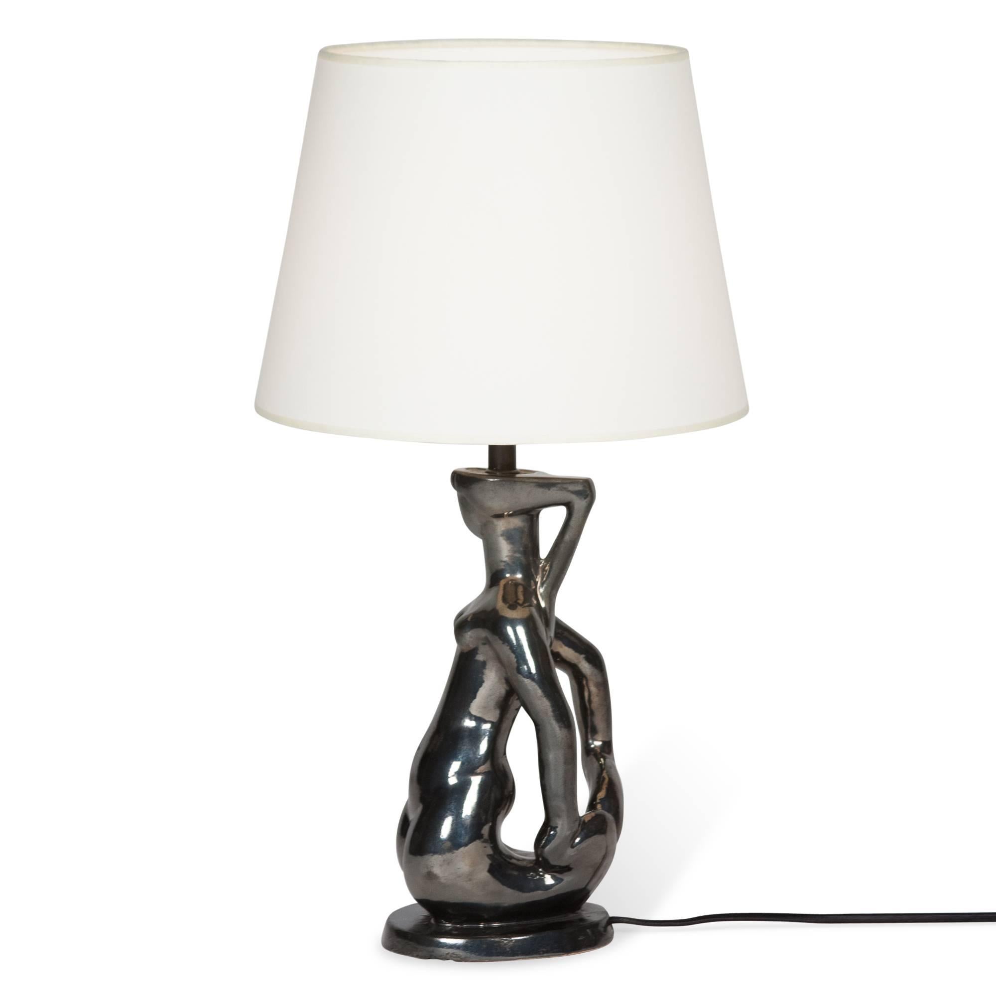 Modern Iridescent Figural Table Lamp, French, 1950s For Sale