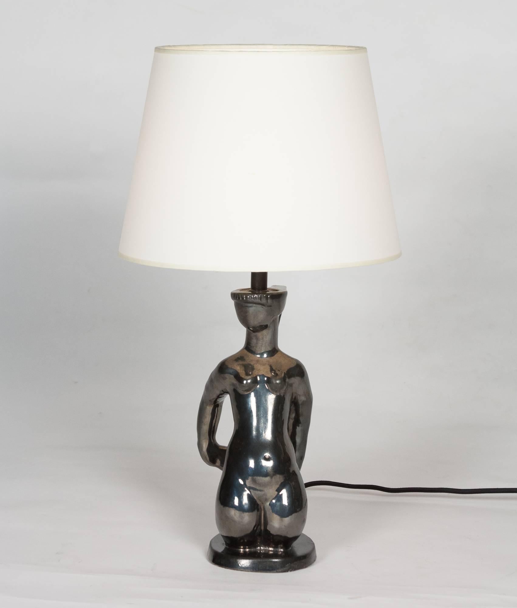 Iridescent Figural Table Lamp, French, 1950s For Sale 1