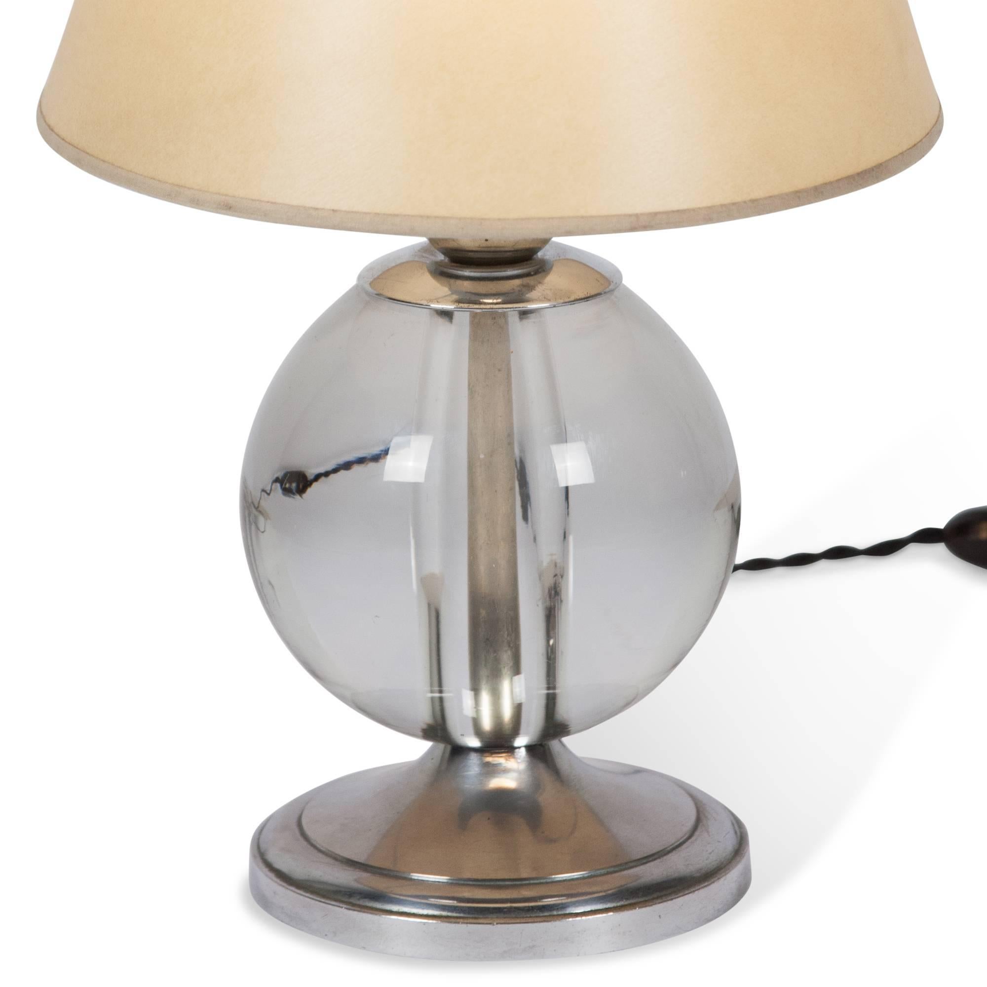Mid-20th Century Jacques Adnet Attributed Crystal Lamp, French, 1930s For Sale