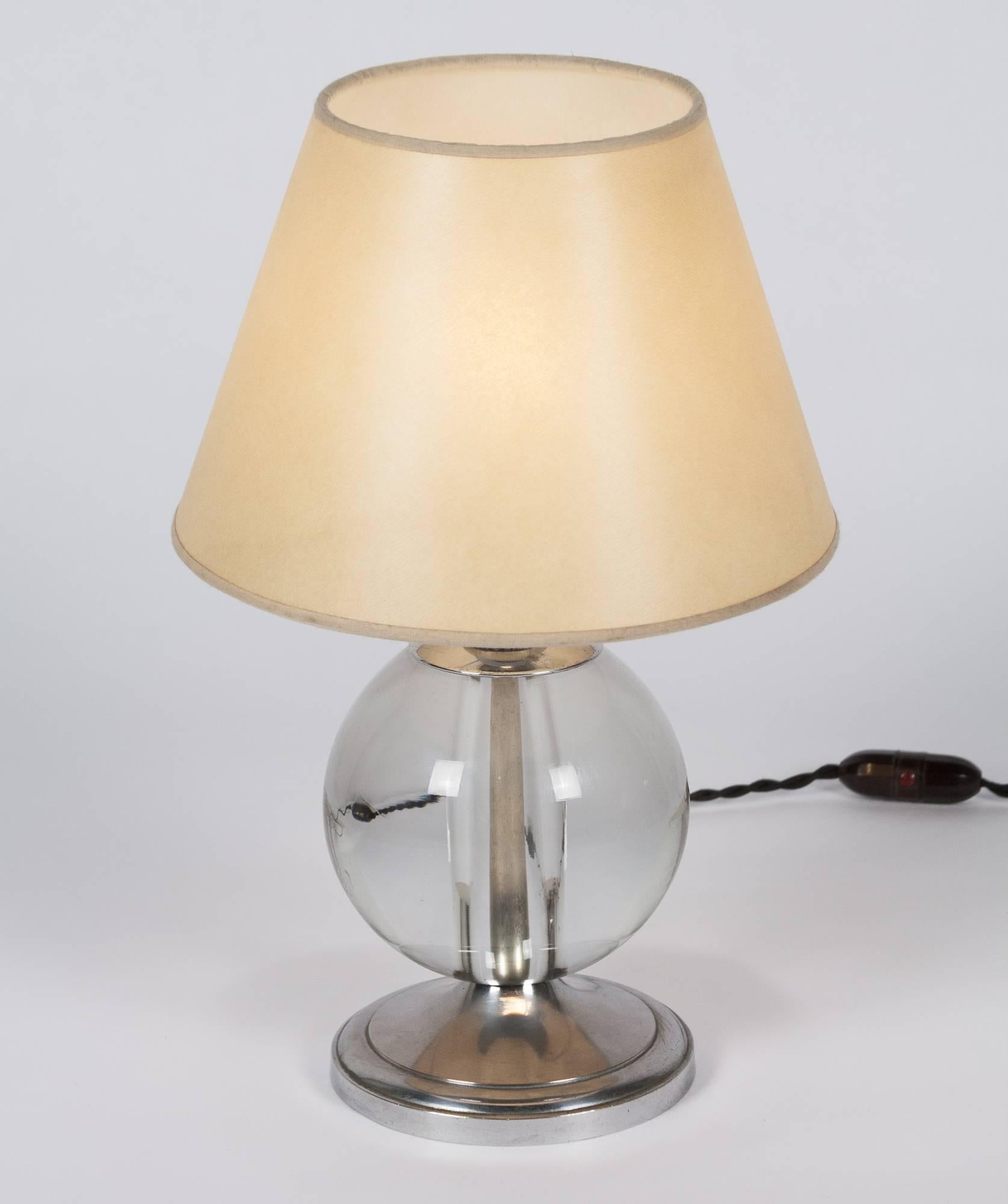 Jacques Adnet Attributed Crystal Lamp, French, 1930s For Sale 1