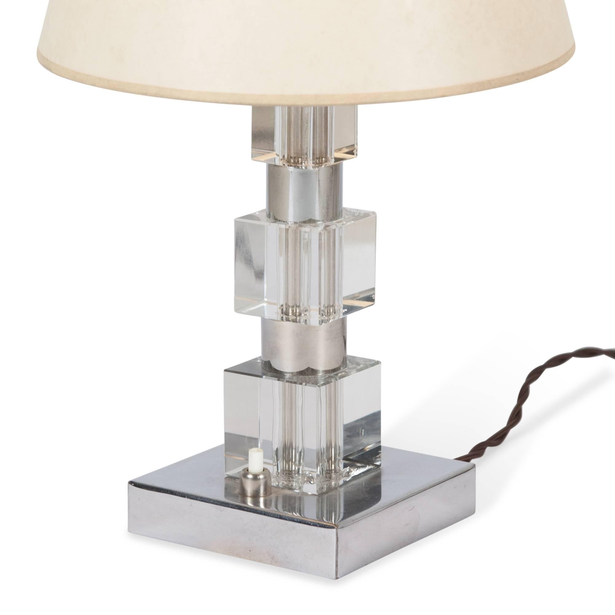 Mid-20th Century Chrome and Glass Desk Lamp, French, 1930s For Sale