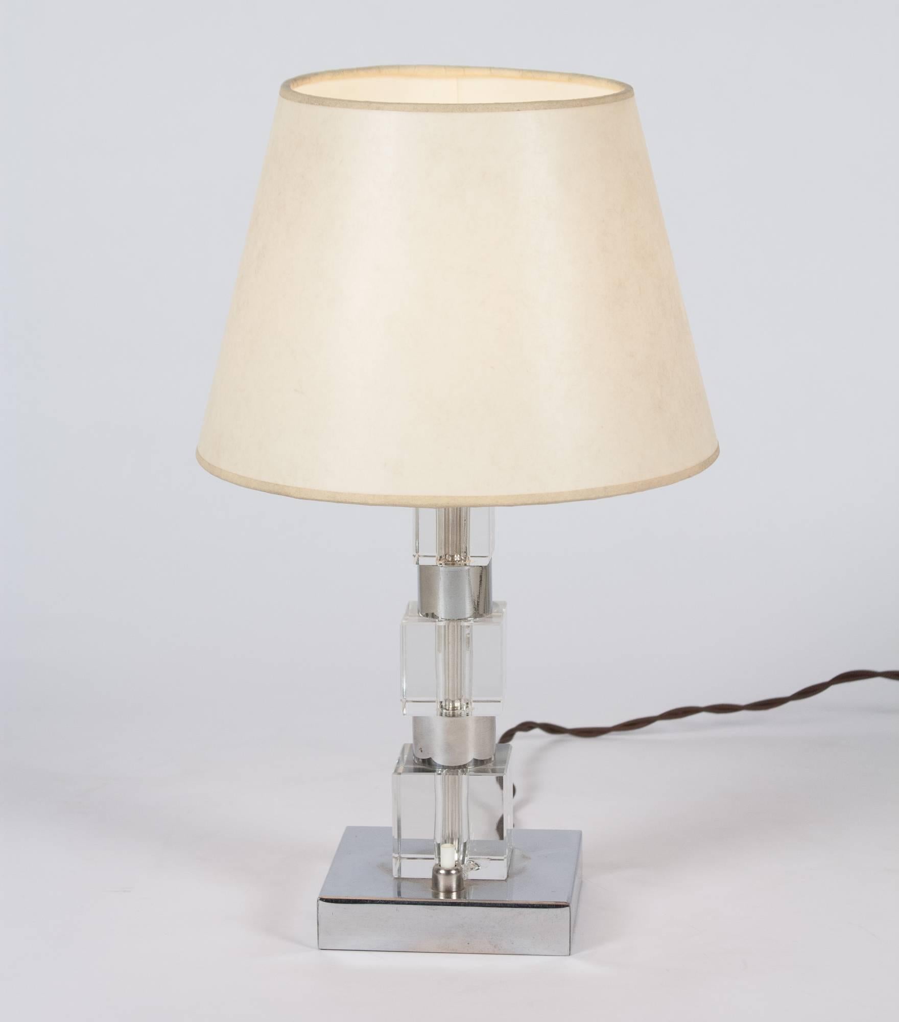 Chrome and Glass Desk Lamp, French, 1930s For Sale 1