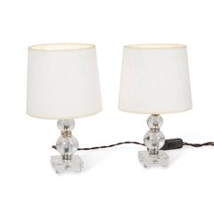 Pair of Stacked Glass Table Lamps, French, 1930s