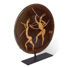 African Motif Mounted Ceramic Charger, French, 1950s