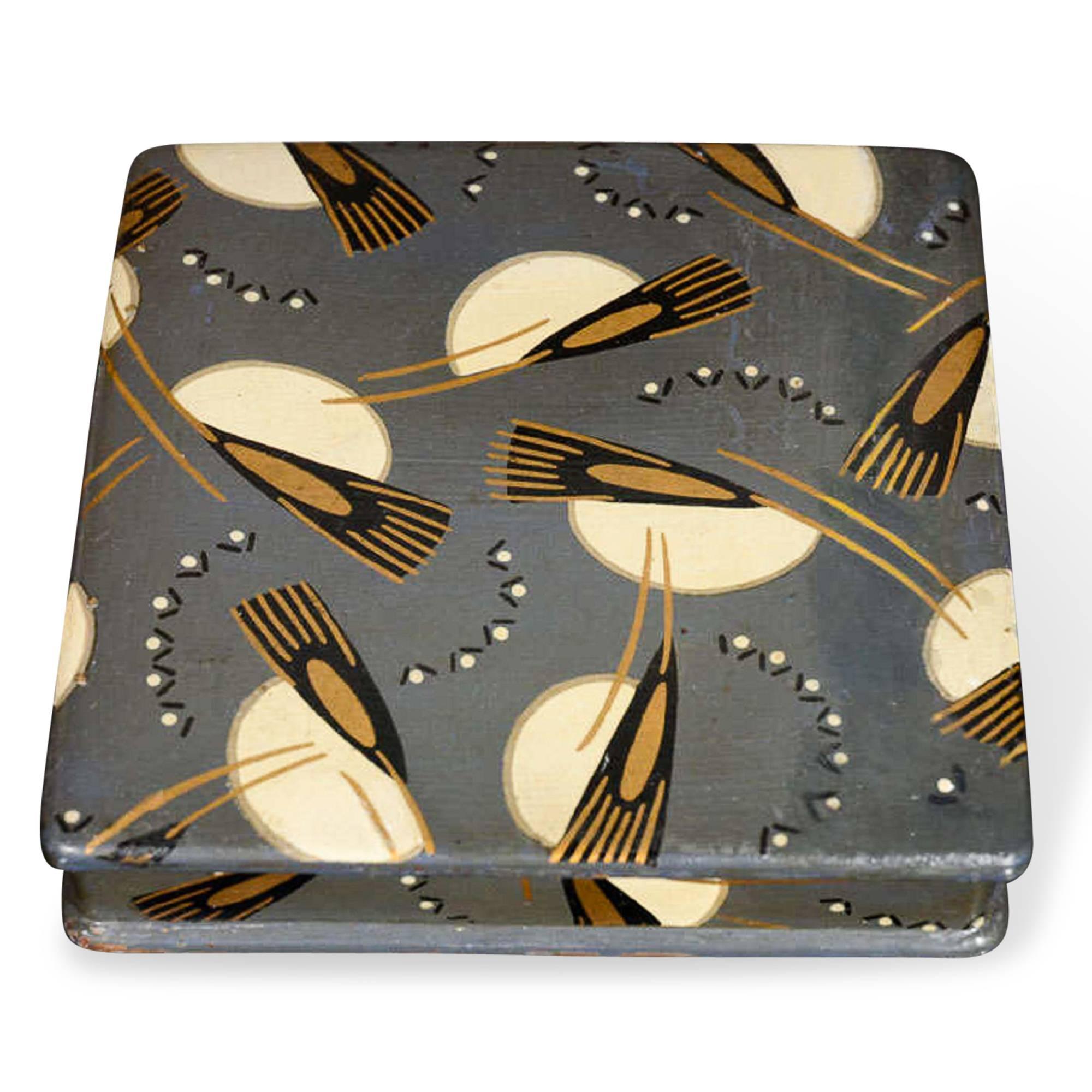 Papier Mâché Tray and Box Attributed to Paul Poiret, French, 1920s For Sale 3