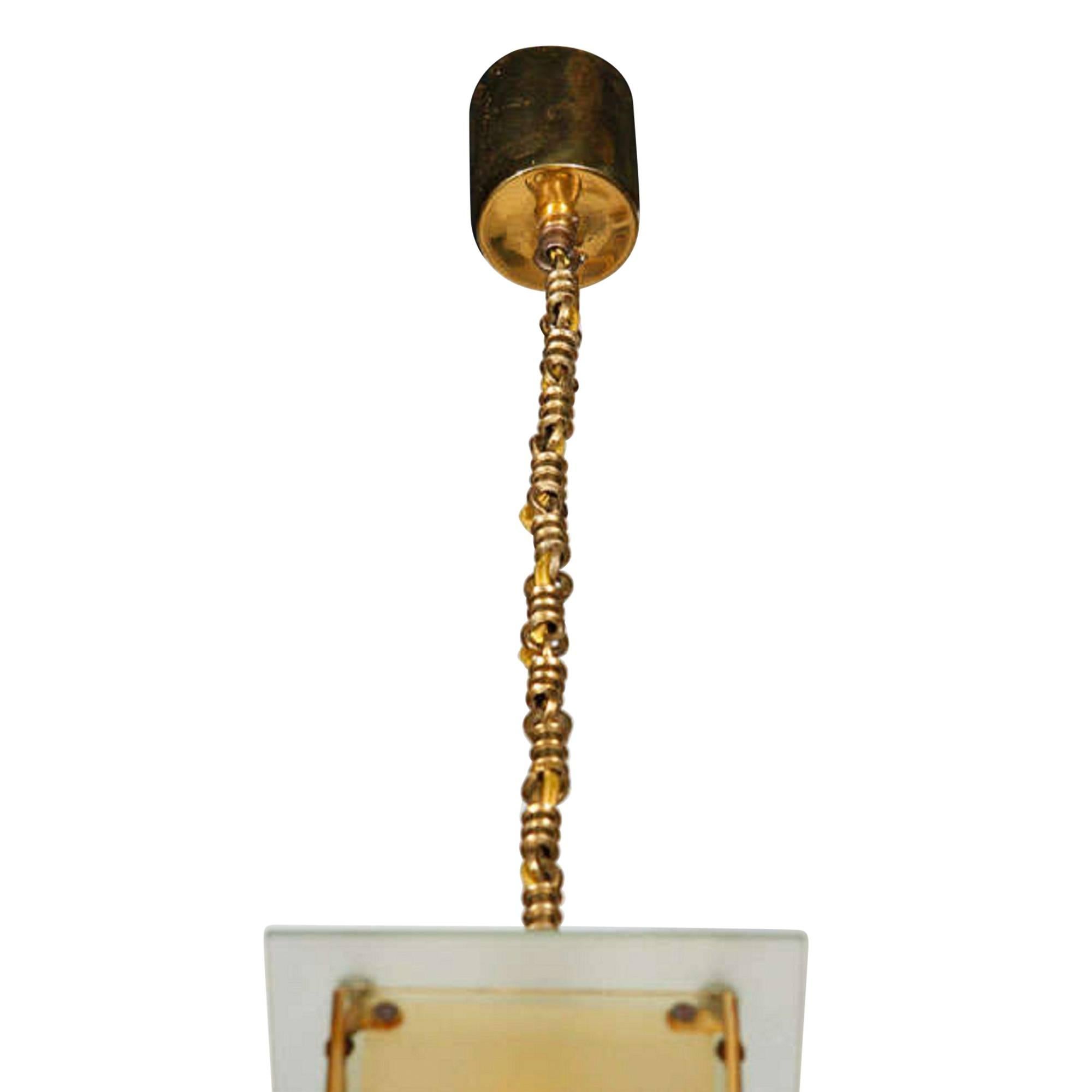 Hanging Lamp with Decorated Glass Shade, German, 1920s In Excellent Condition For Sale In Hoboken, NJ